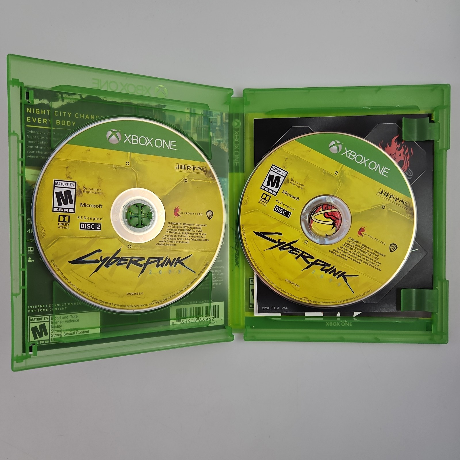 Cyberpunk 2077 – Microsoft Xbox One – Case, Both Discs & Stickers