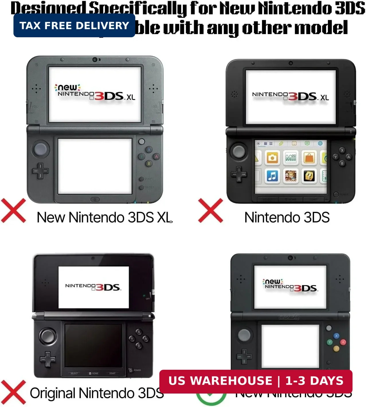 TNP New 3DS Case – Ultra Clear Crystal Transparent Hard Shell Protective Case Co