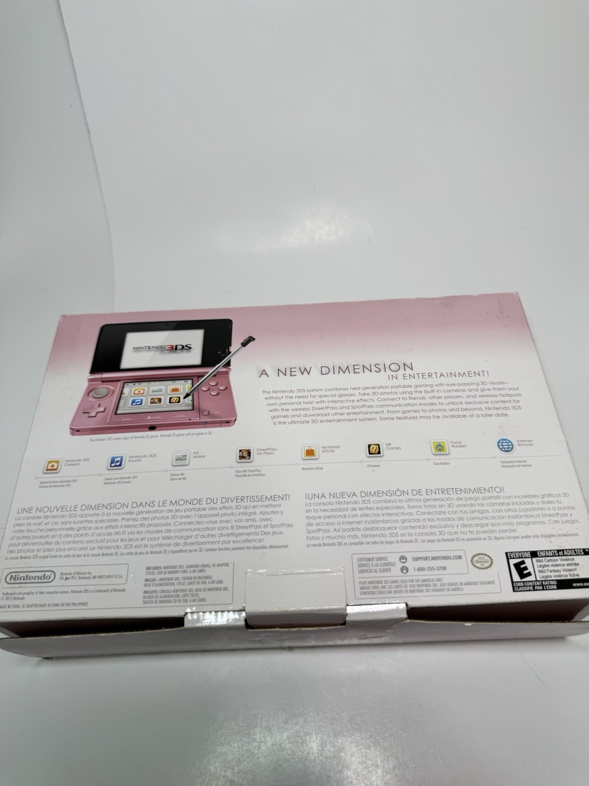Nintendo 3DS Pink Handheld Console Wi-Fi, Headphone Jack, Box Dock Manual (READ)