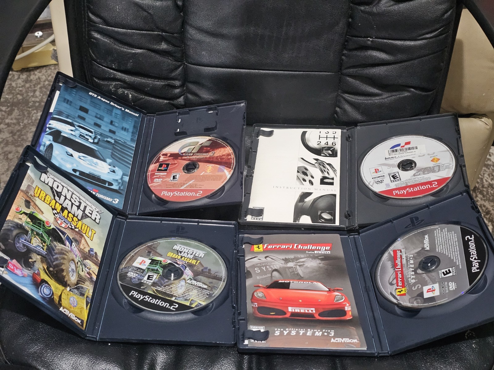(PS2) 5 Games Lot! Gran Turismo 3 & 4! Ferrari! Need For Speed! Monster Jam!