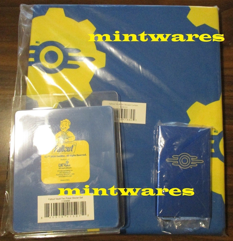 Fallout Vault Tec Theme Shower Curtain Poker Starter Set CC Holder Official NEW