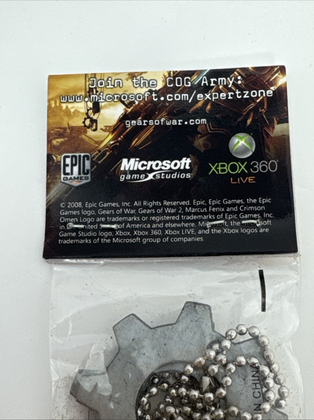 Gears of War 2 GoW 11.07.08 Hope Runs Deep Cogs Tags Necklace Promo SEALED NEW!