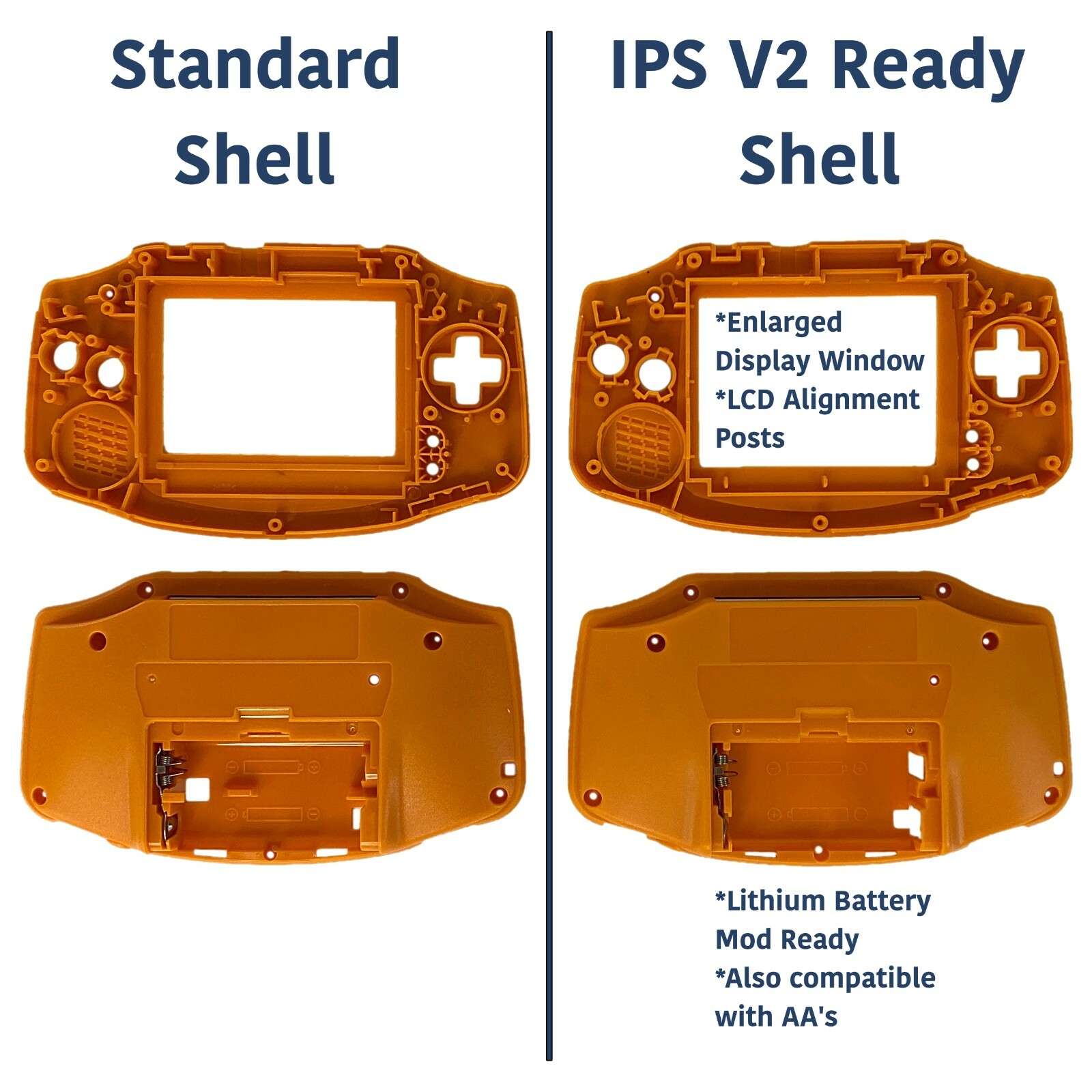 Gameboy Advance Shell Housing Transparent Game Boy IPS Ready Trim CHOOSE A COLOR