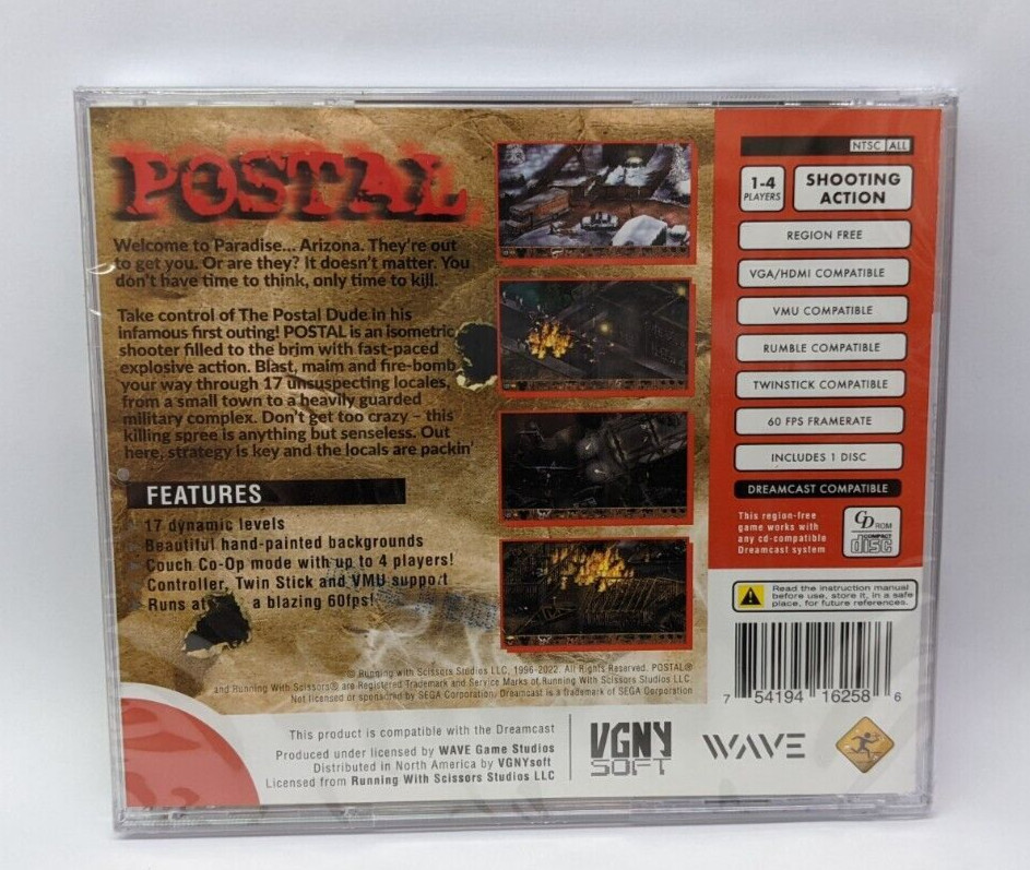 Postal – Sega Dreamcast VGNYSOFT New Factory sealed US Shipper