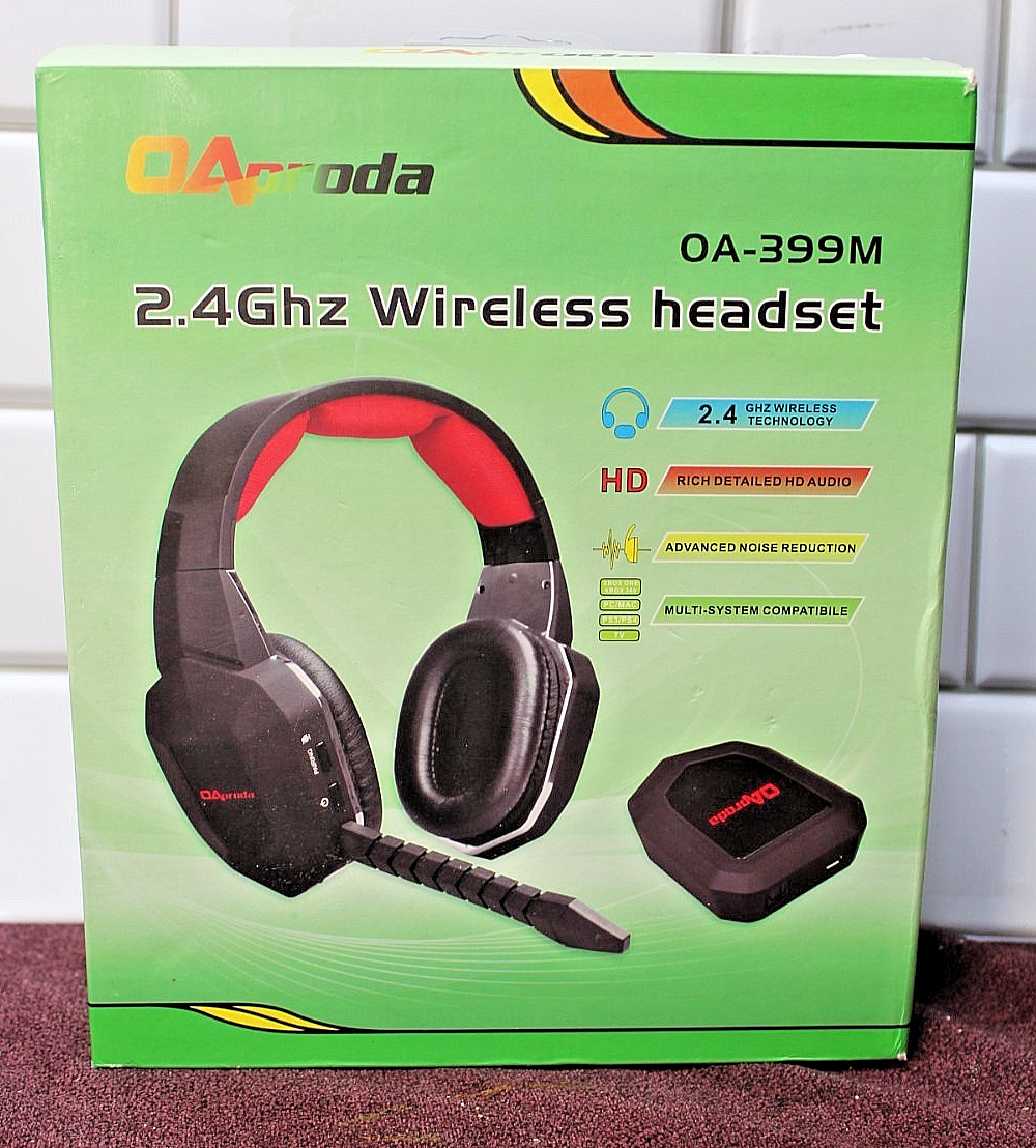 Gaming Headset Wireless 2.4 Ghz Oaproda -Headphones & Mike Combo New in Open Box