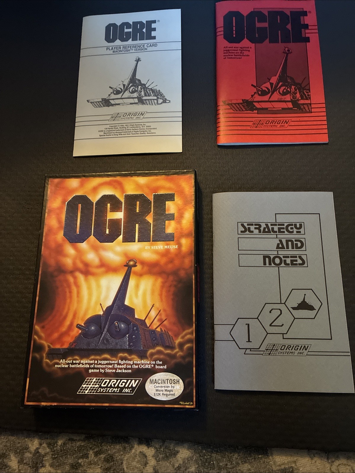 Ogre (1986) Macintosh – 100% COMPLETE – Rare Origin Badge & Sticker Sheet