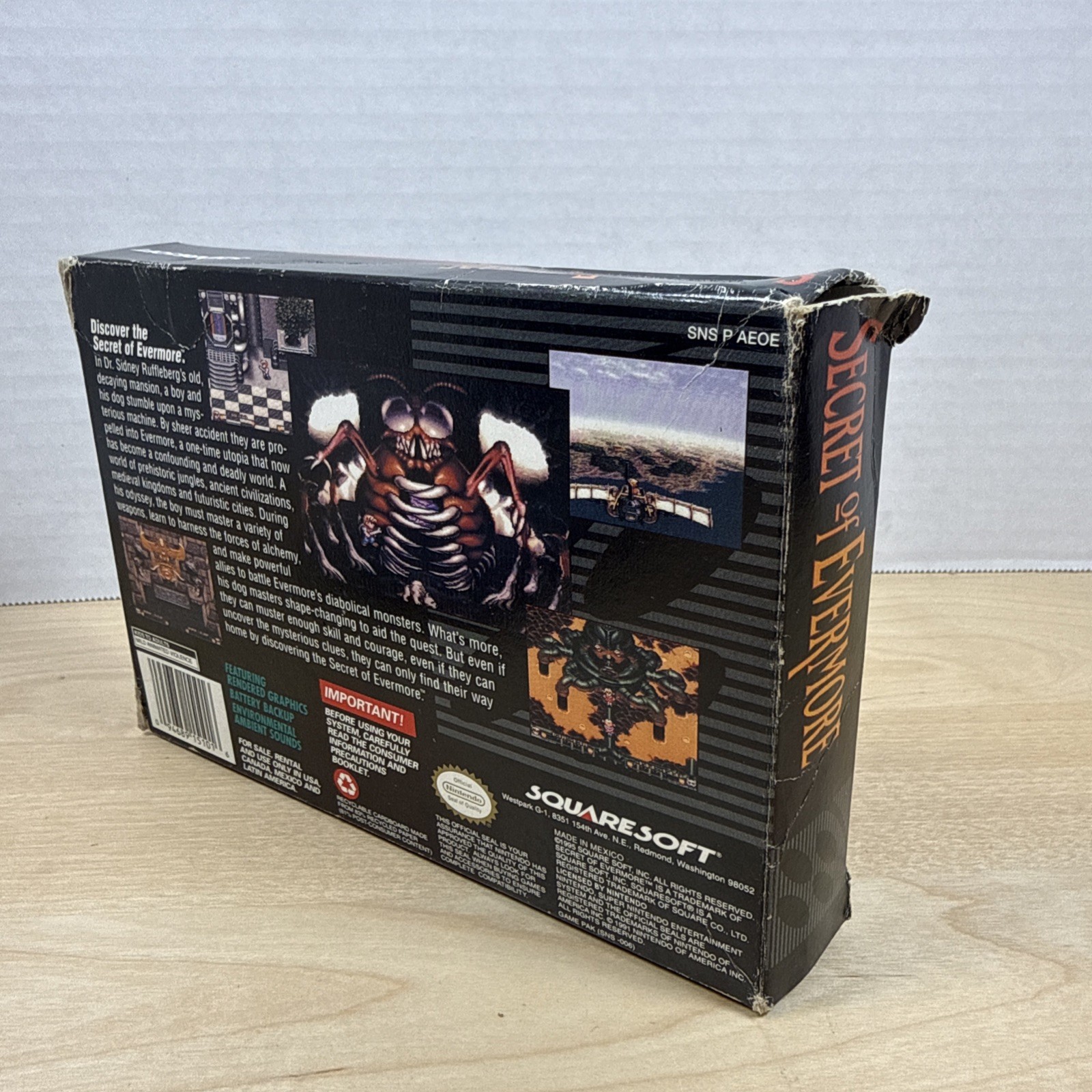 Secret of Evermore (Super Nintendo, 1995) SNES, Tested, Authentic, Game And Box