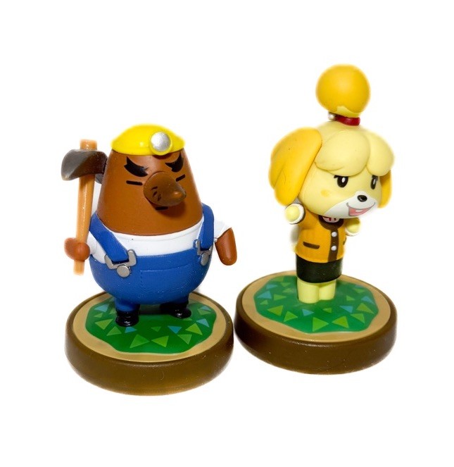 Isabelle & Mr. Resetti Mole Animal Crossing Nintendo Amiibo Figure Lot of 2