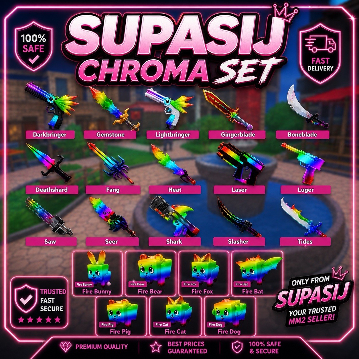 Murder Mystery 2 MM2 | Chroma Set | Godly Knives and Guns| Online 🟢 ⚡️