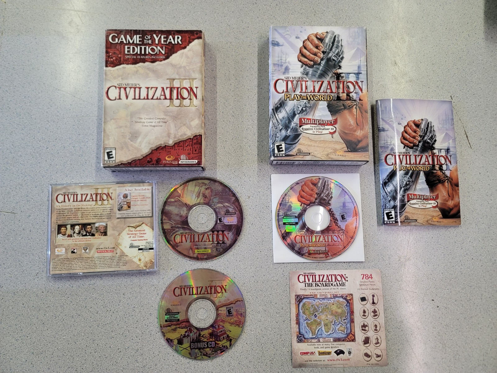 WINDOWS PC – CIVILIZATION III GOTY EDITION & PLAY THE WORLD EXPANSION – NM DISCS