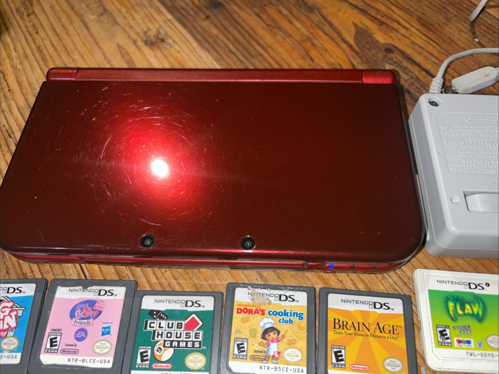 Nintendo New 3DS XL Red Console USA w/Charger + Stylus + Games ** READ ** Dead P