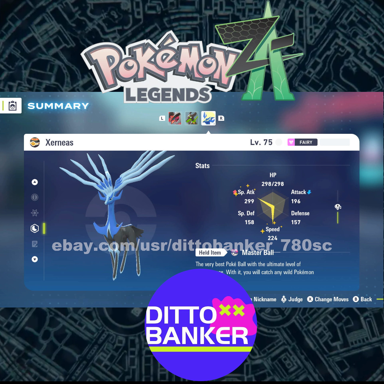 Pokemon Legends ZA Non-Shiny XERNEAS Lv.75 Modest/6IV/EV MAX/ Masterball