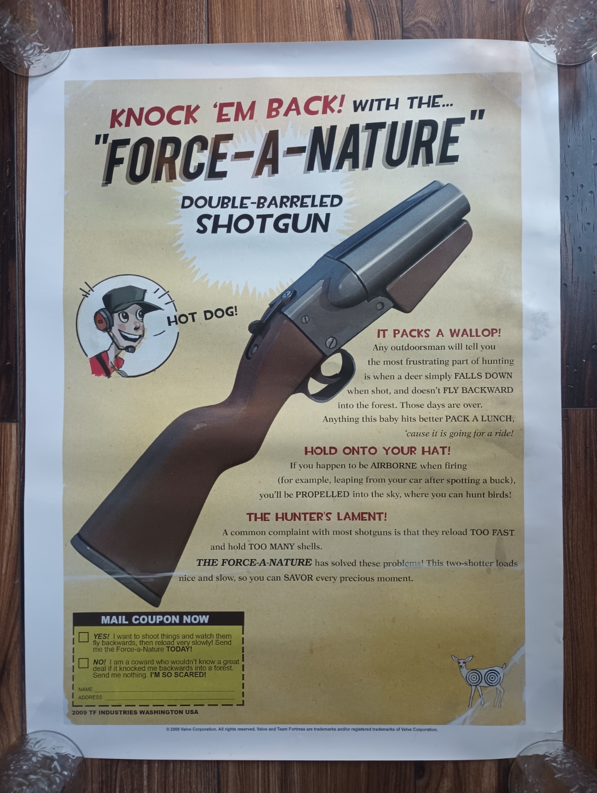 Official Valve Store Team Fortress 2 Force-A-Nature Shotgun Poster 24″x18″
