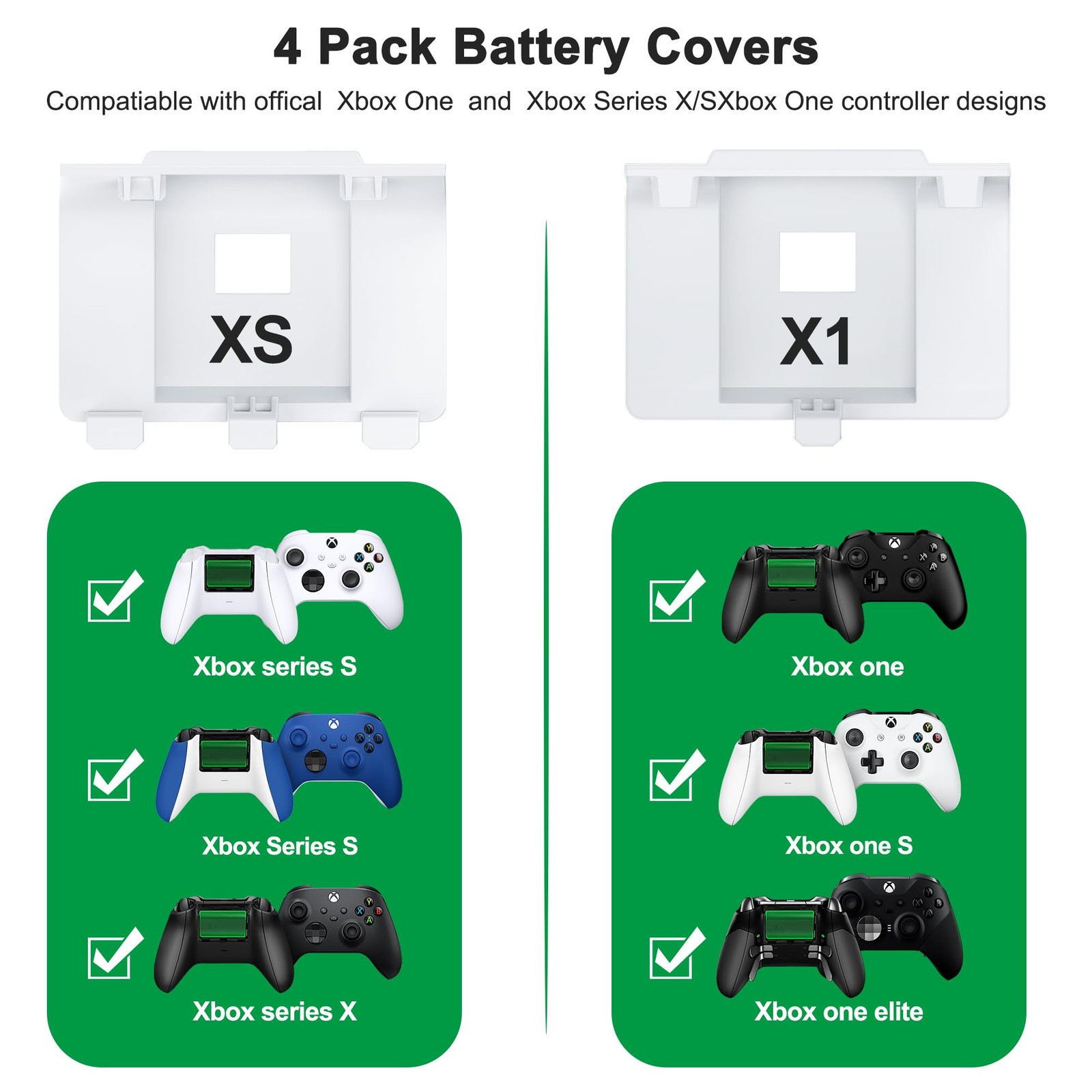 Xbox Battery Pack Rechargeable with 4 Back Covers and a USB C Charging Cable,…