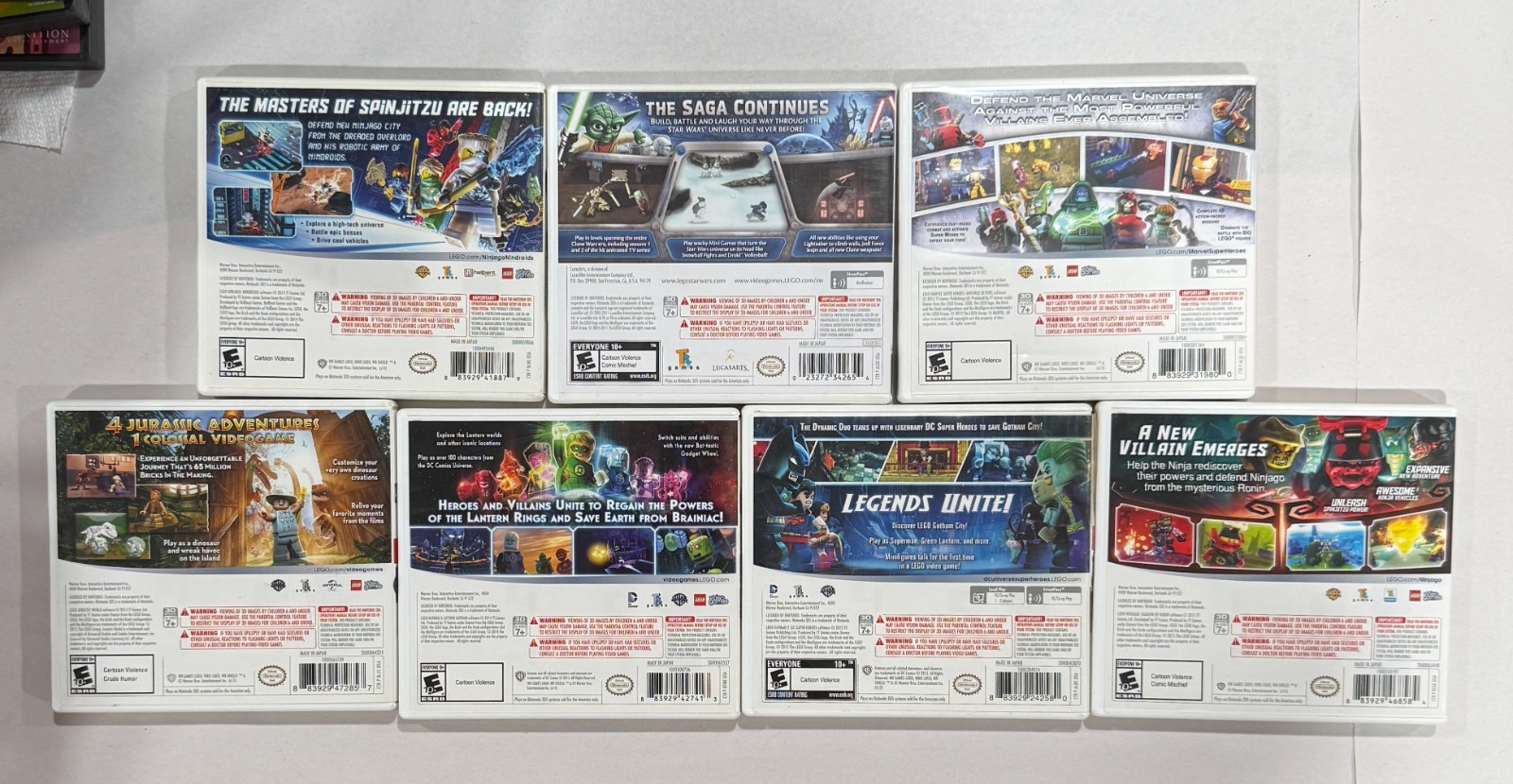 Nintendo 3DS – Lego Game Lot – Star Wars, Ninjago, Batman, Jurassic Park, Marvel