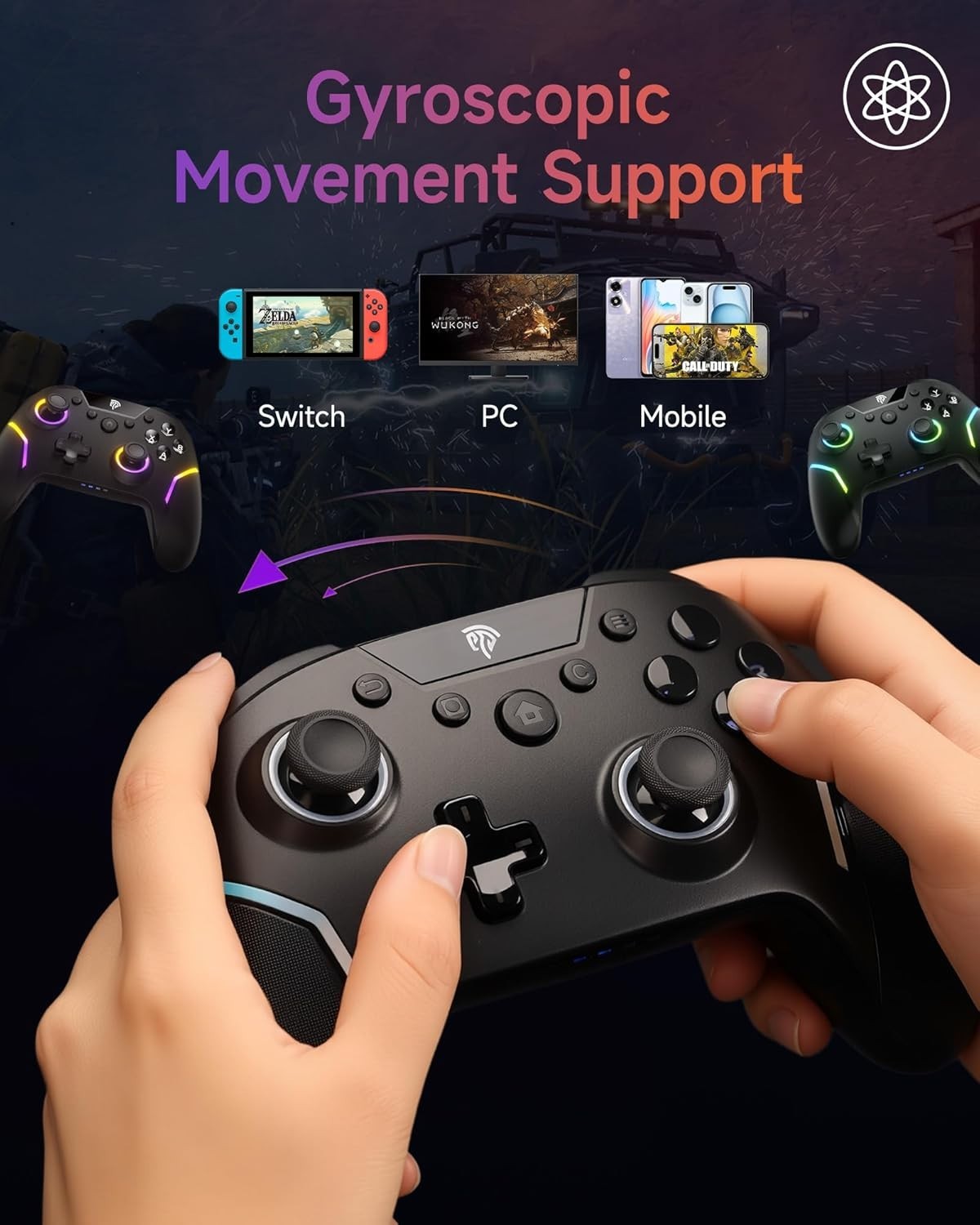EasySMX X20 Wireless Gaming Controller with RGB Backlit, 2-Stage Hall Effect Sti