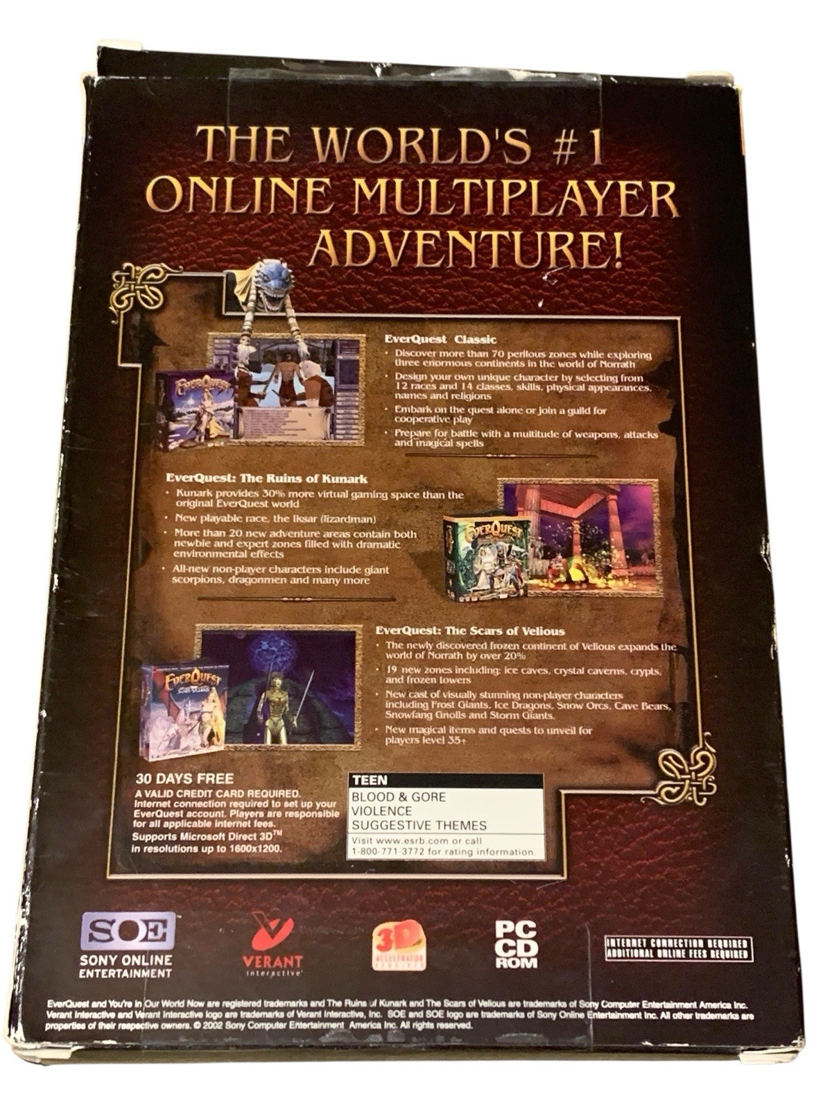 EverQuest Trilogy (PC, 2001) Big Box Game Collector’s Edition – No Figures