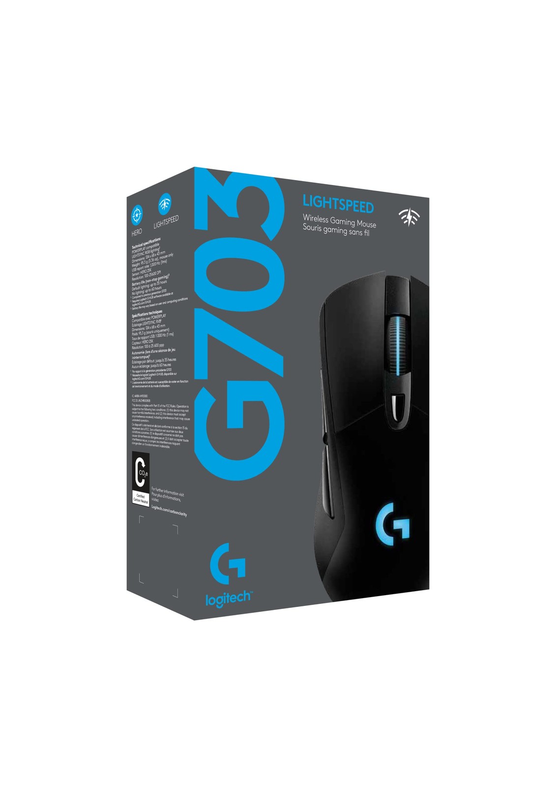Logitech G703 Lightspeed Wireless Gaming Mouse W/Hero 25K Sensor Powerplay
