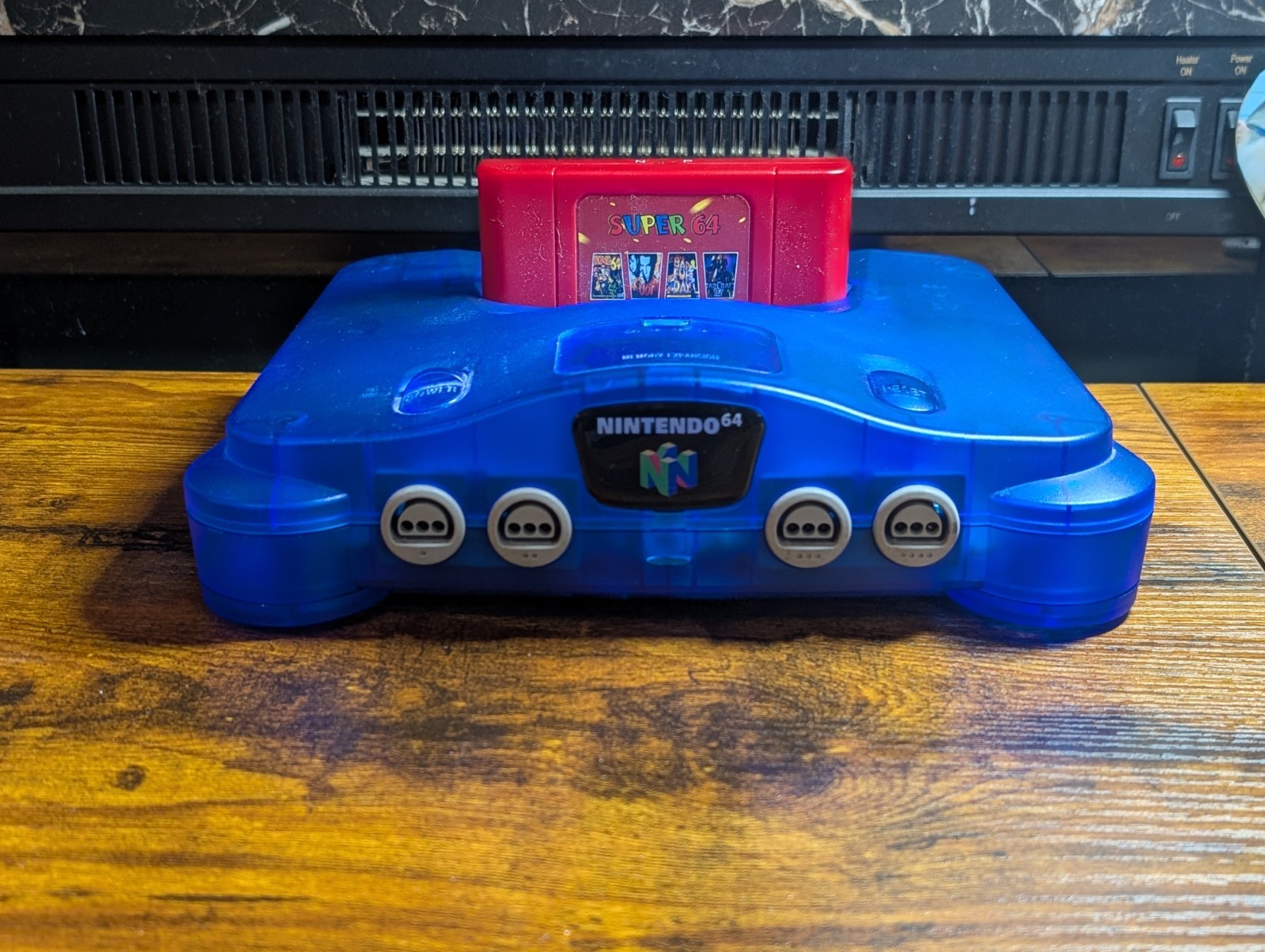 Nintendo 64 N64 Translucent Blue Console Completely Rebuilt With 4 Controllers!!