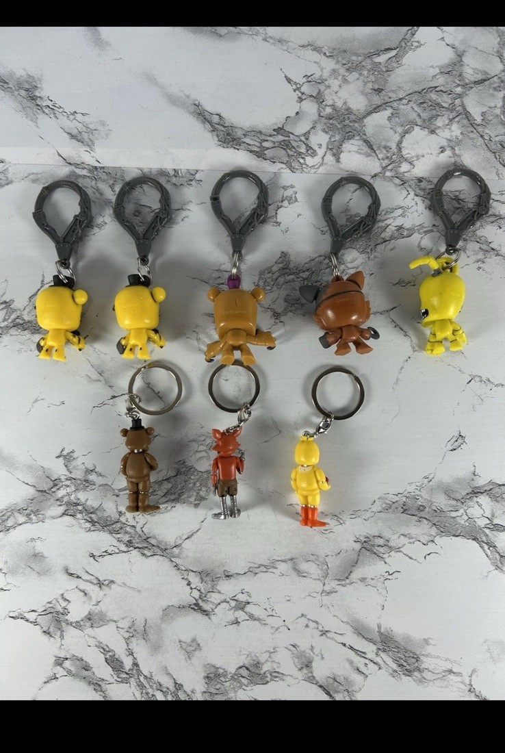 FNAF Five Nights at Freddy’s Backpack Clip Keychain Figure Collectible Lot Of 8
