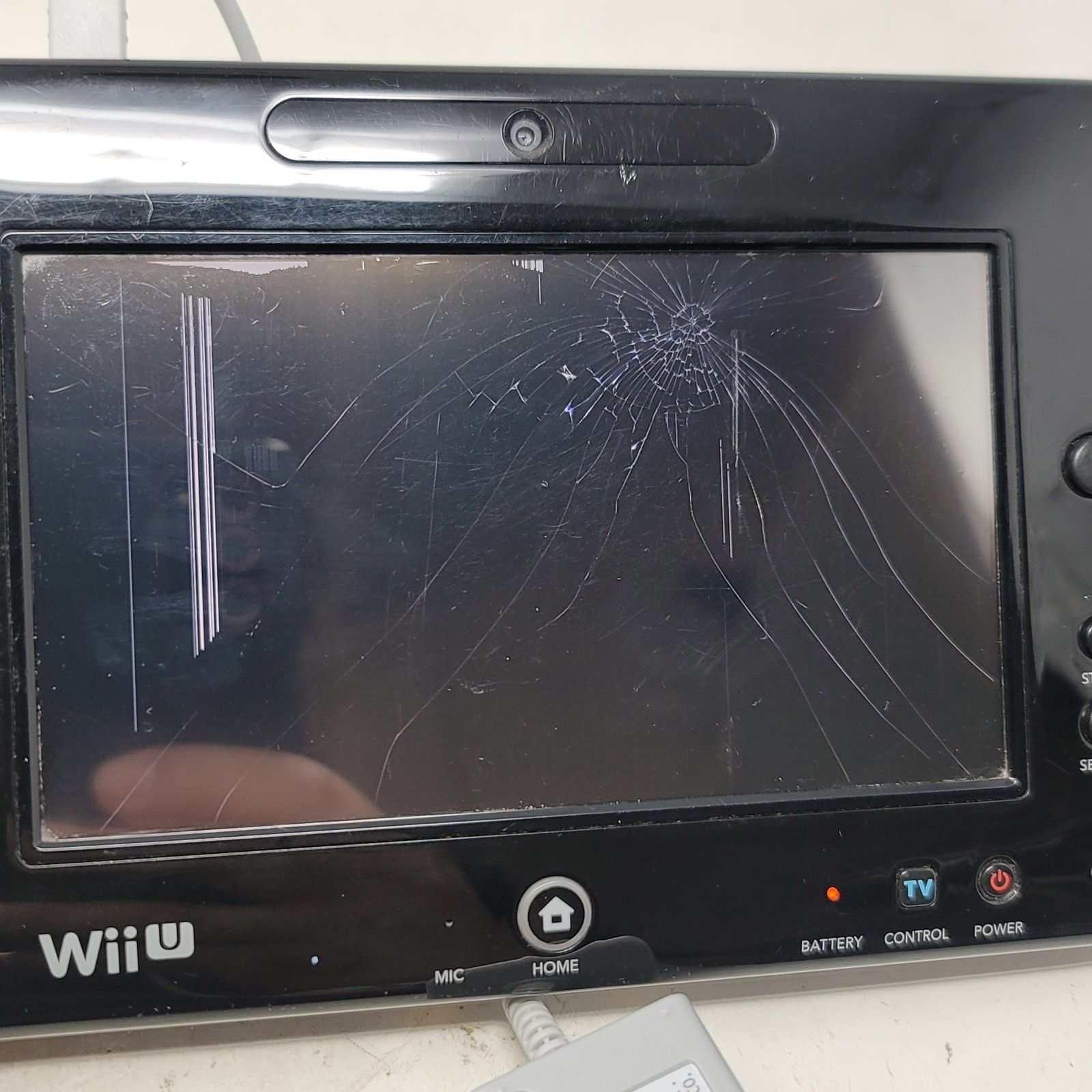 Nintendo Wii U WUP-010 Gamepad Black Damage Screen For Parts Only