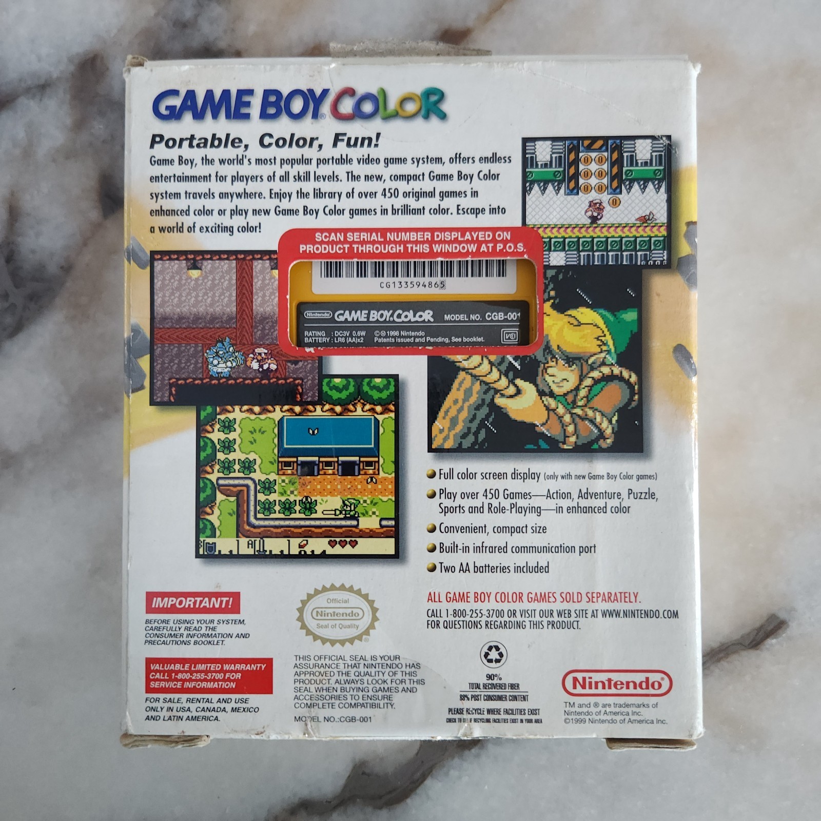 FIRST PRINT Game Boy Color GBC Dandelion Yellow CIB VERY GOOD CONDITION