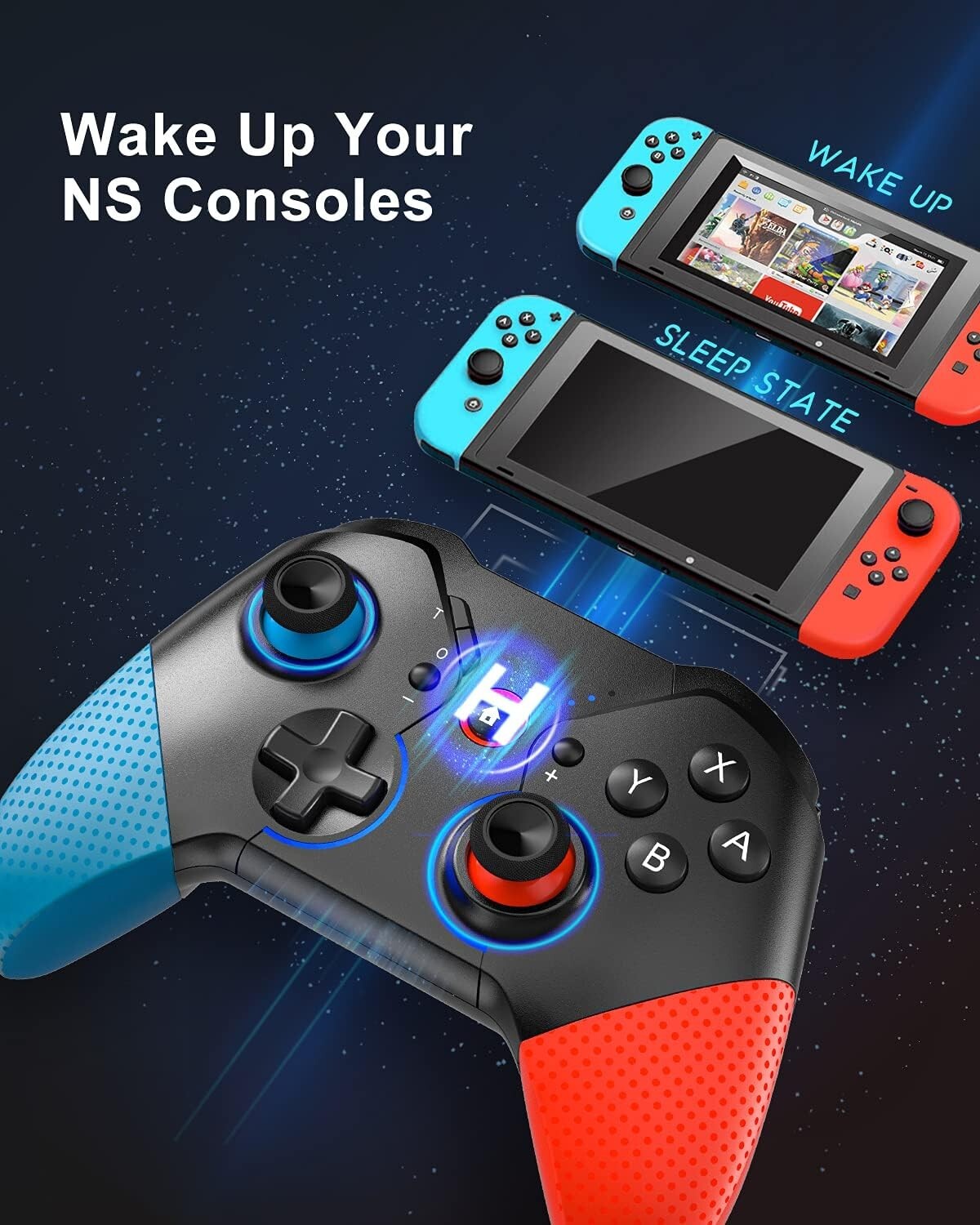 Switch Controller for Nintendo with Wake Up, Bluetooth Gamepad Remote Grip with