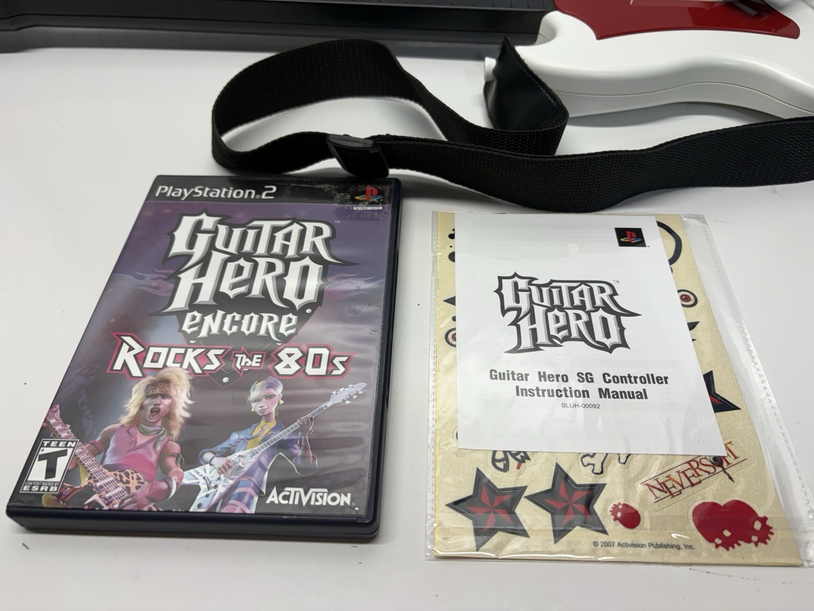 RedOctane Guitar Hero SG Wired Guitar Bundle PS2 Tested Working + Rocks the 80s