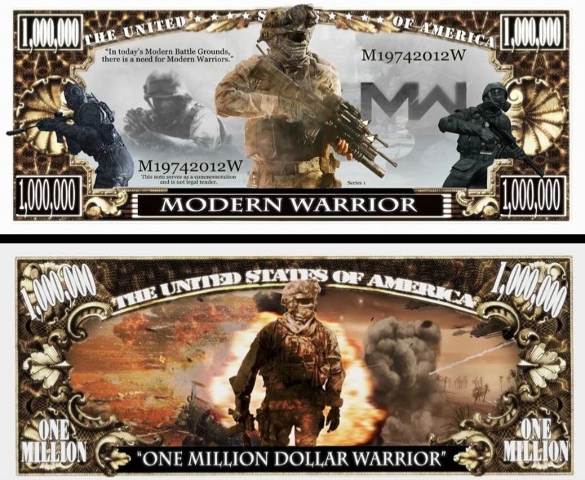 40 Pack Call of Duty Modern Warfare Money Collectible Novelty 1 Million Dollars