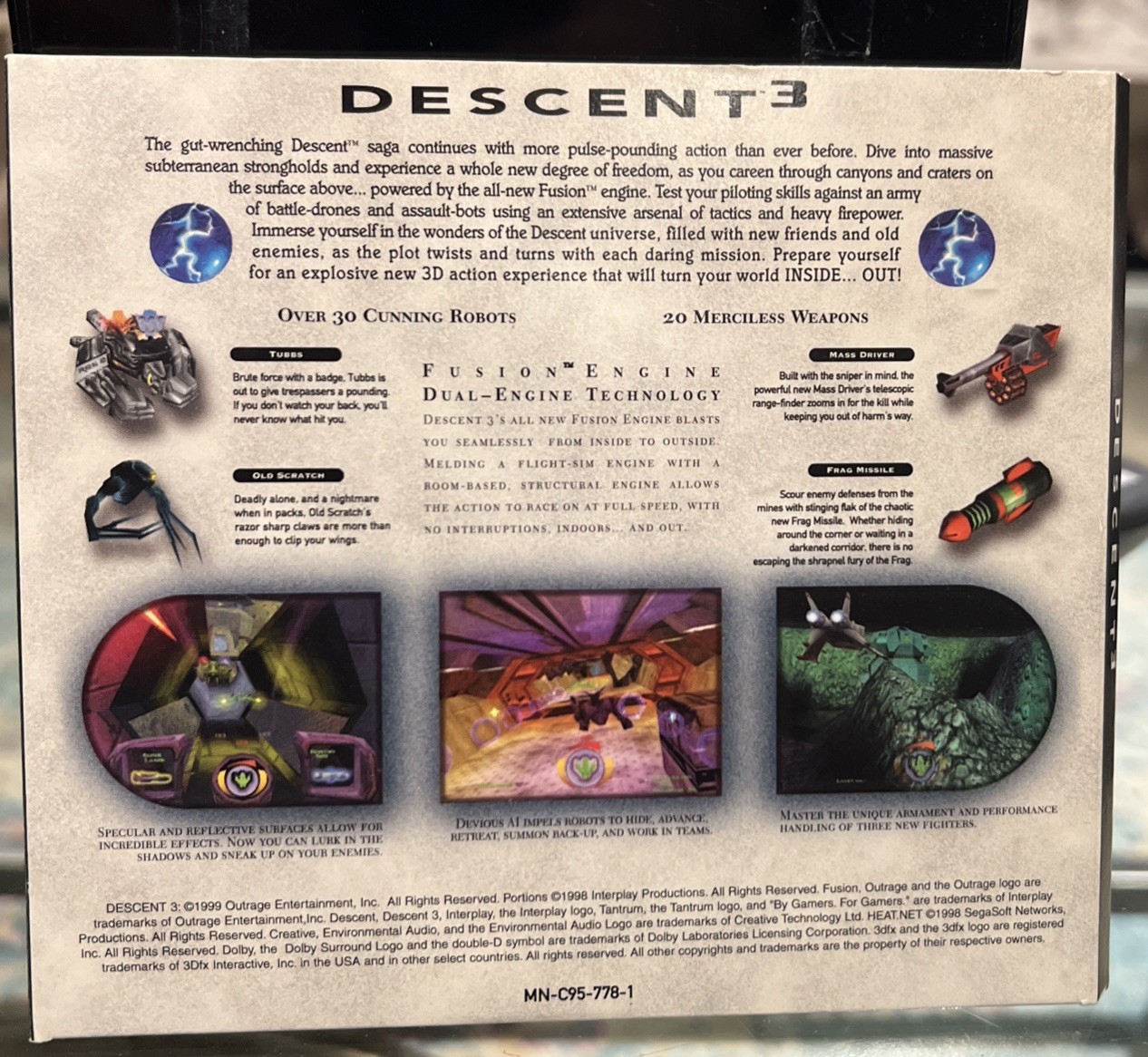 Descent 3 (PC, 1999) 2 Discs Classic Video Game