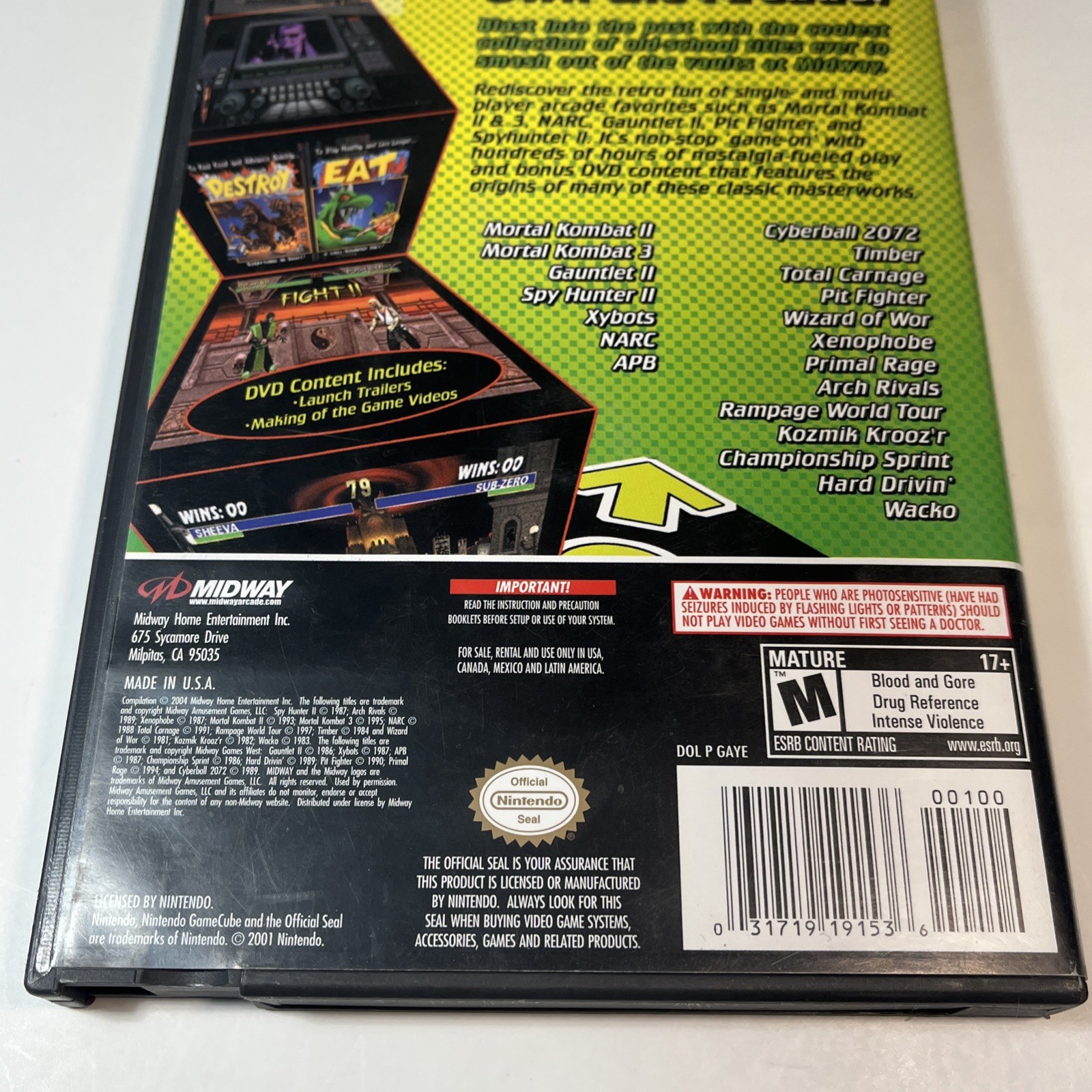 Midway Arcade Treasures 2 (Nintendo GameCube, 2004) CIB Complete w Manual Tested