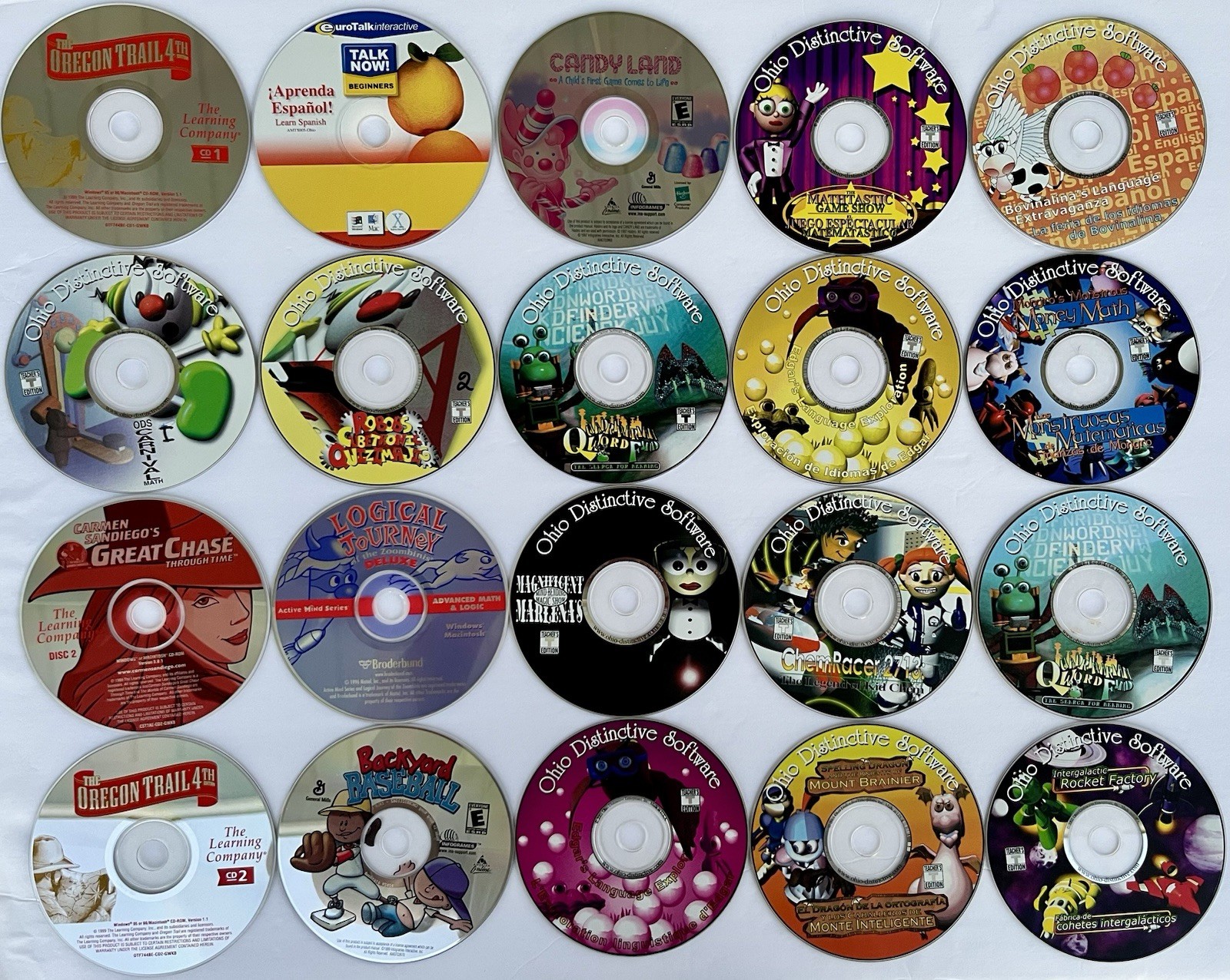 Huge Vintage PC CD-ROM Lot – Oregon Trail, Candy Land, Ohio Distinctive Software