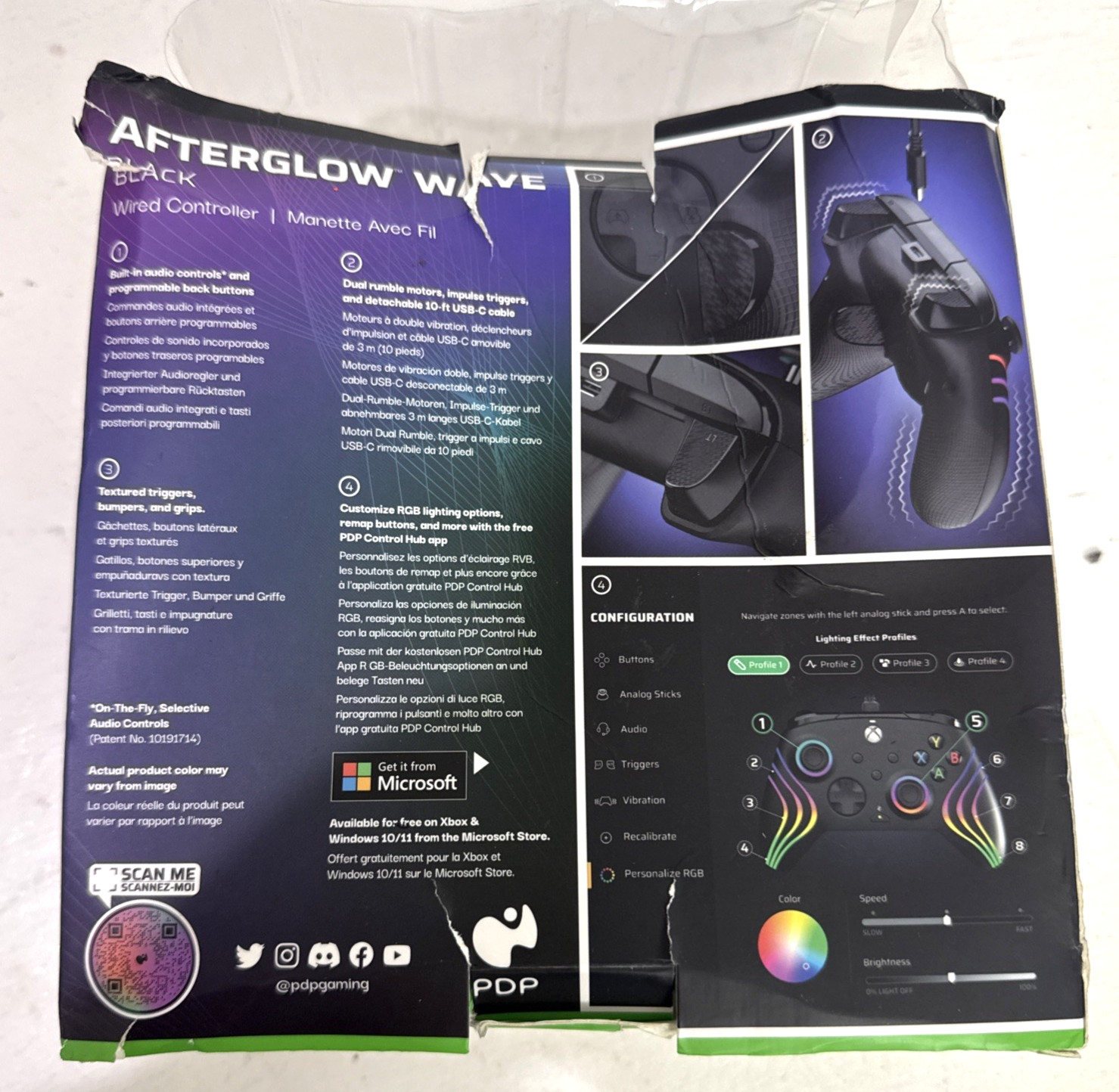 PDP Gaming Afterglow Wave Enhanced Wired Controller Xbox Series X|S Wave Black