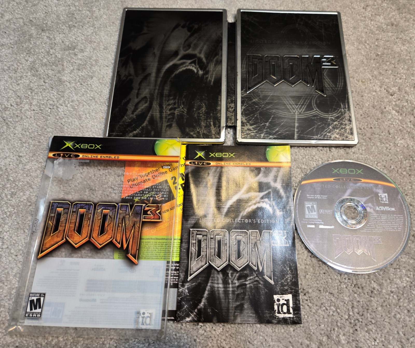 Doom 3 Limited Collectors Edition Steelbook (Xbox, 2005) Complete/CIB