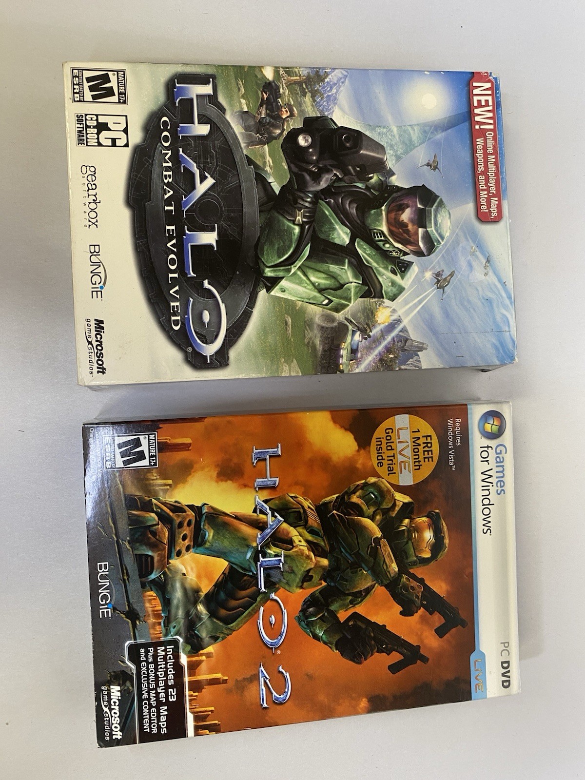 2 GAMES Halo Combat Evolved & Halo 2 PC Game Complete Box, Sleeve, Disc, Manual
