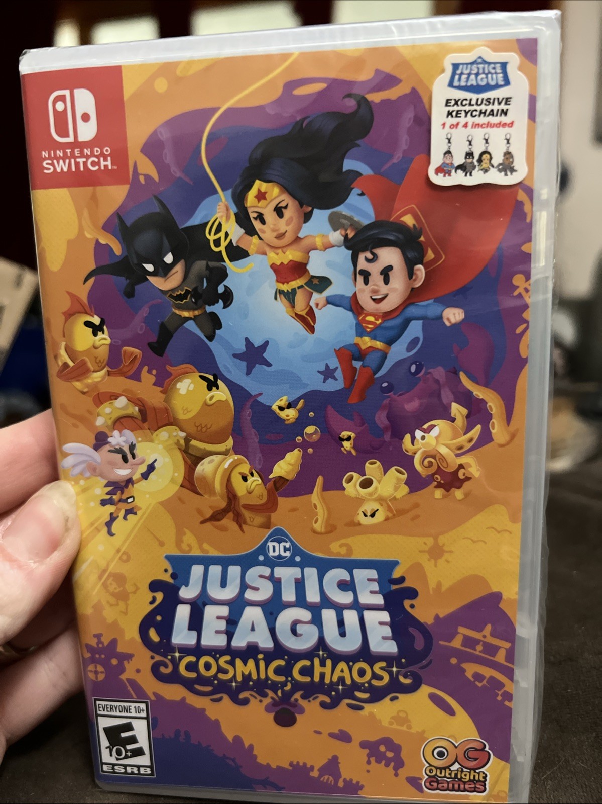 Justice League Cosmic Chaos Switch Game New Sealed Exclusive Keychain