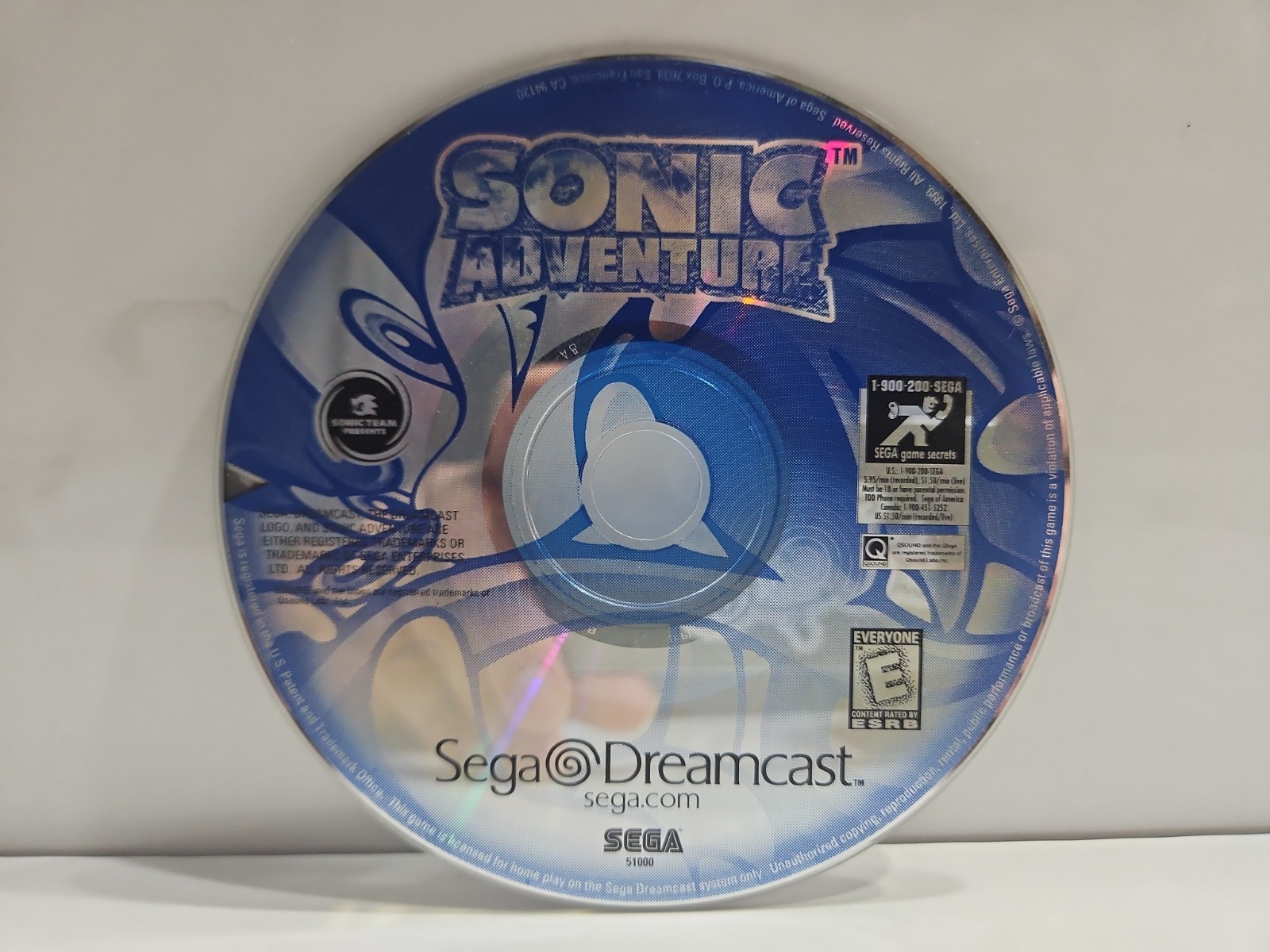 Sonic Adventure (Sega Dreamcast, 1998) Disc Only