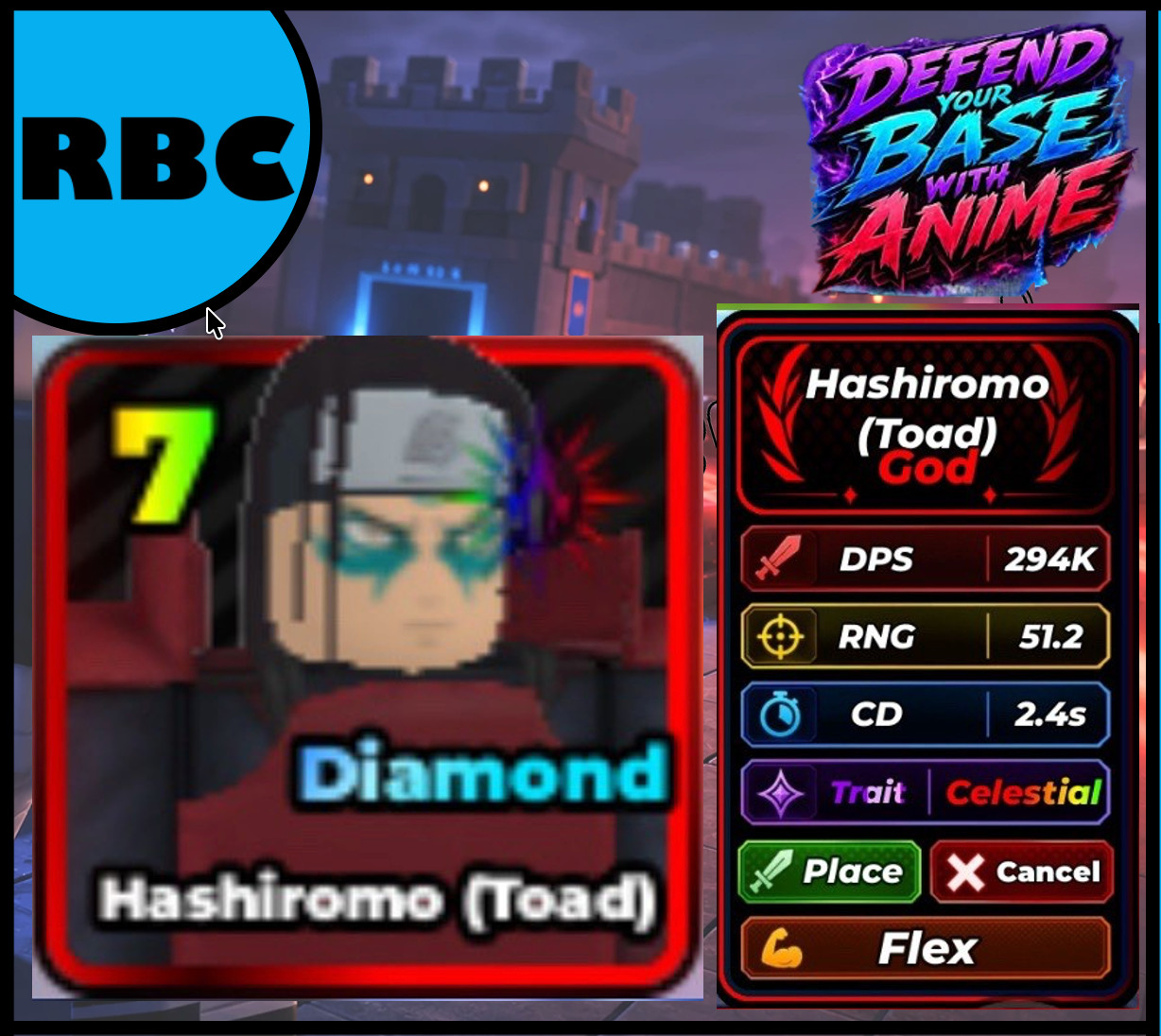 HASHIROMO (DIAMOND) CELESTIAL – DEFEND UR BASE WITH ANIME – 294K DPS