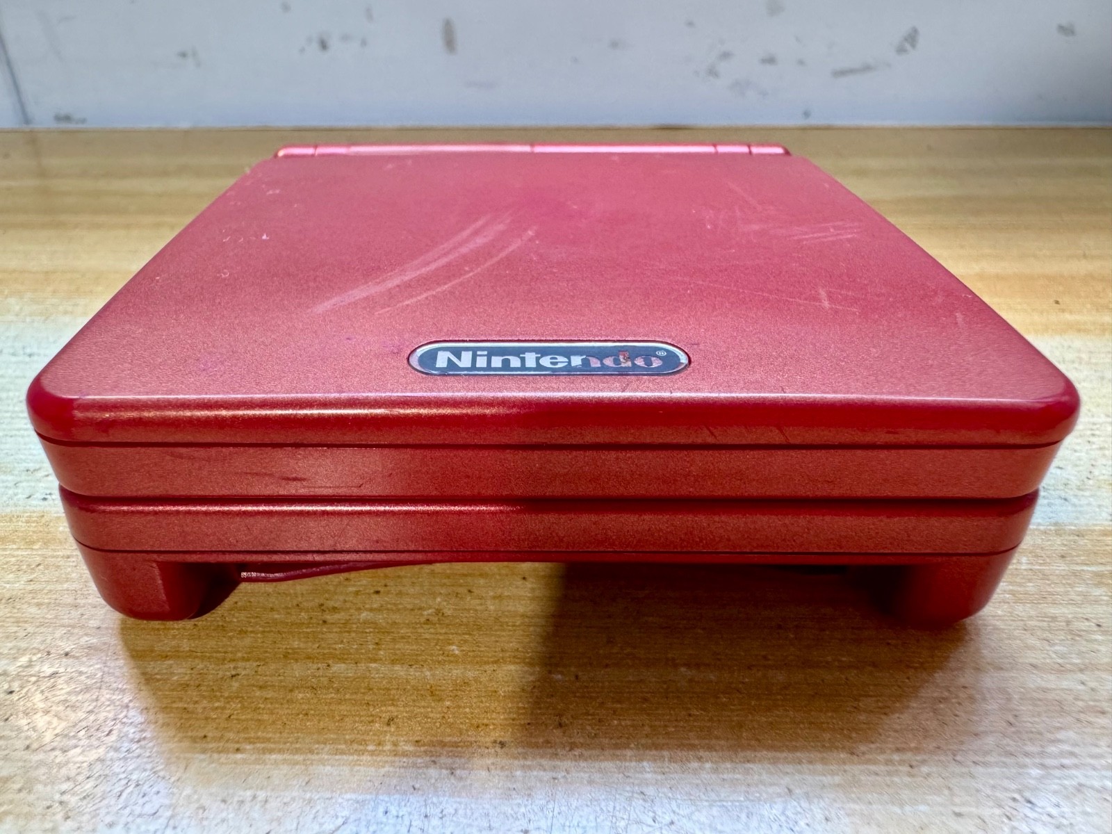 Nintendo Gameboy Advance SP AGS001 Flame Red Handheld w/ USB Cable & Battery