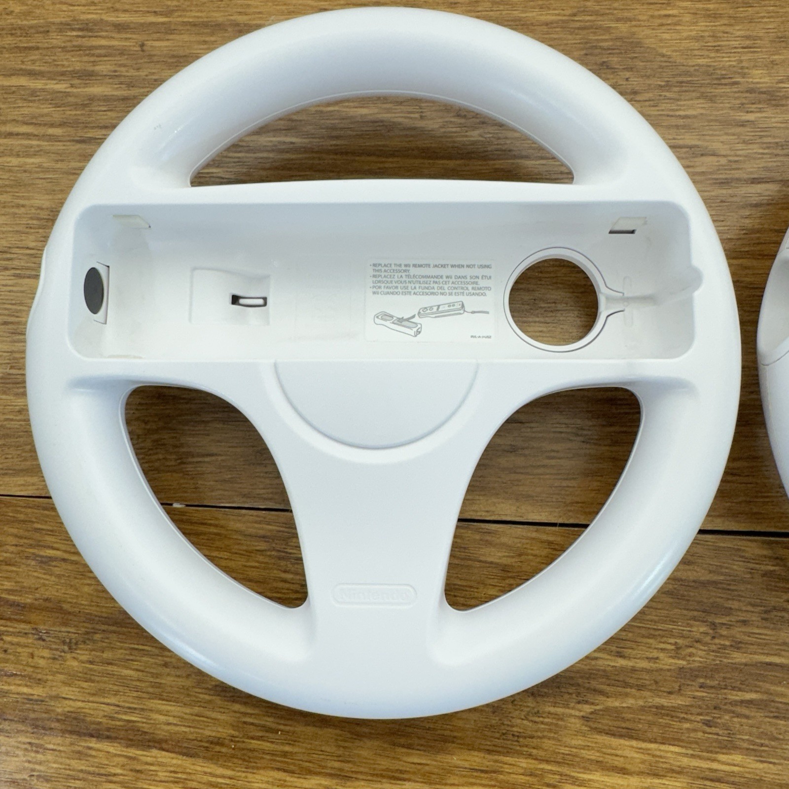 2x OEM Nintendo Wii Steering Wheels White for Mario Kart Racing Game Controller.