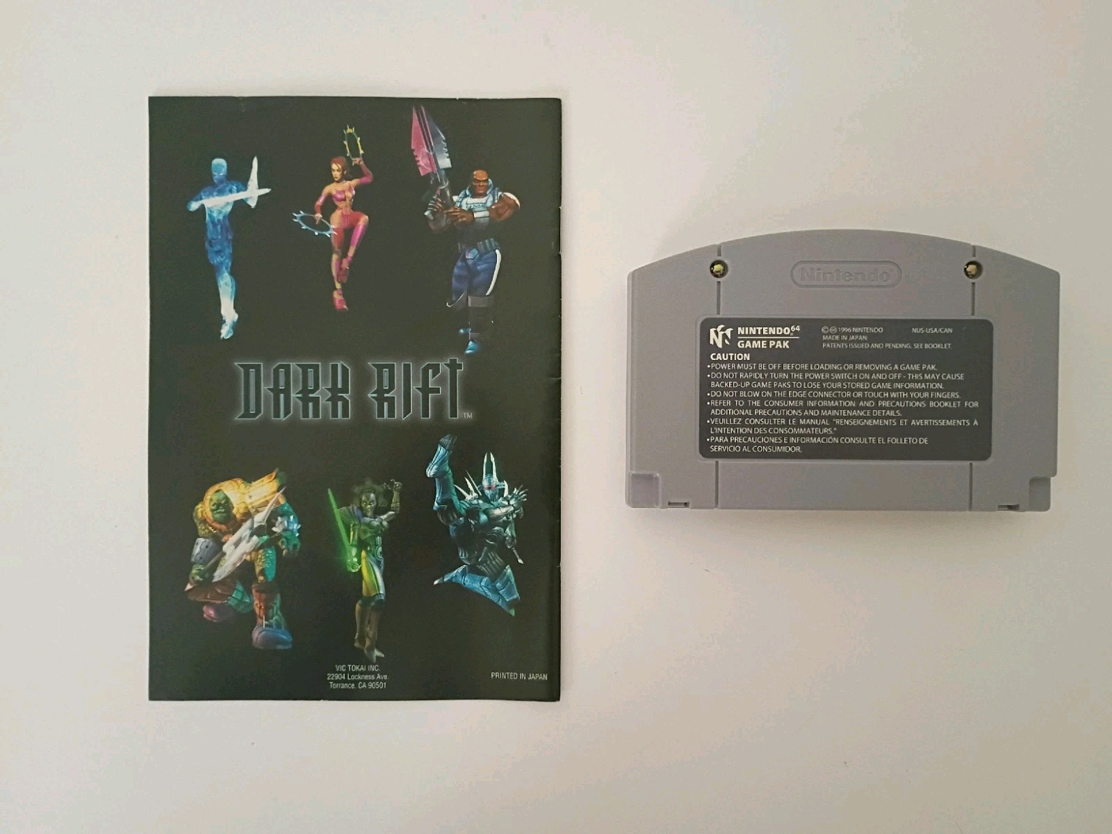 Dark Rift & War Gods N64 Nintendo 64, 1996 Authentic Game Cartridge & Manual Lot