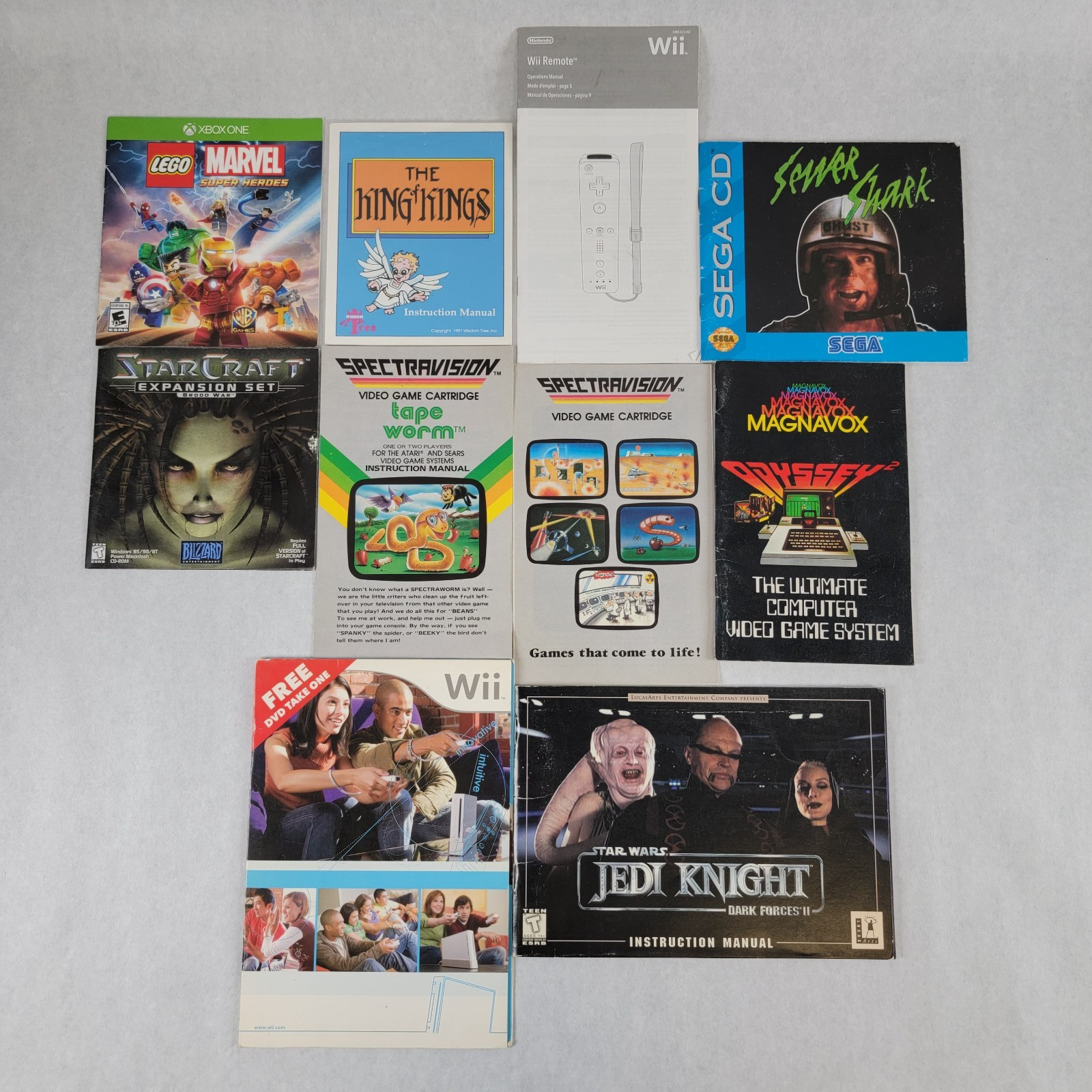 Lot of 10x Manual/Inserts – Star Wars, Wii, Spectravision, Sewer Shark, LEGO