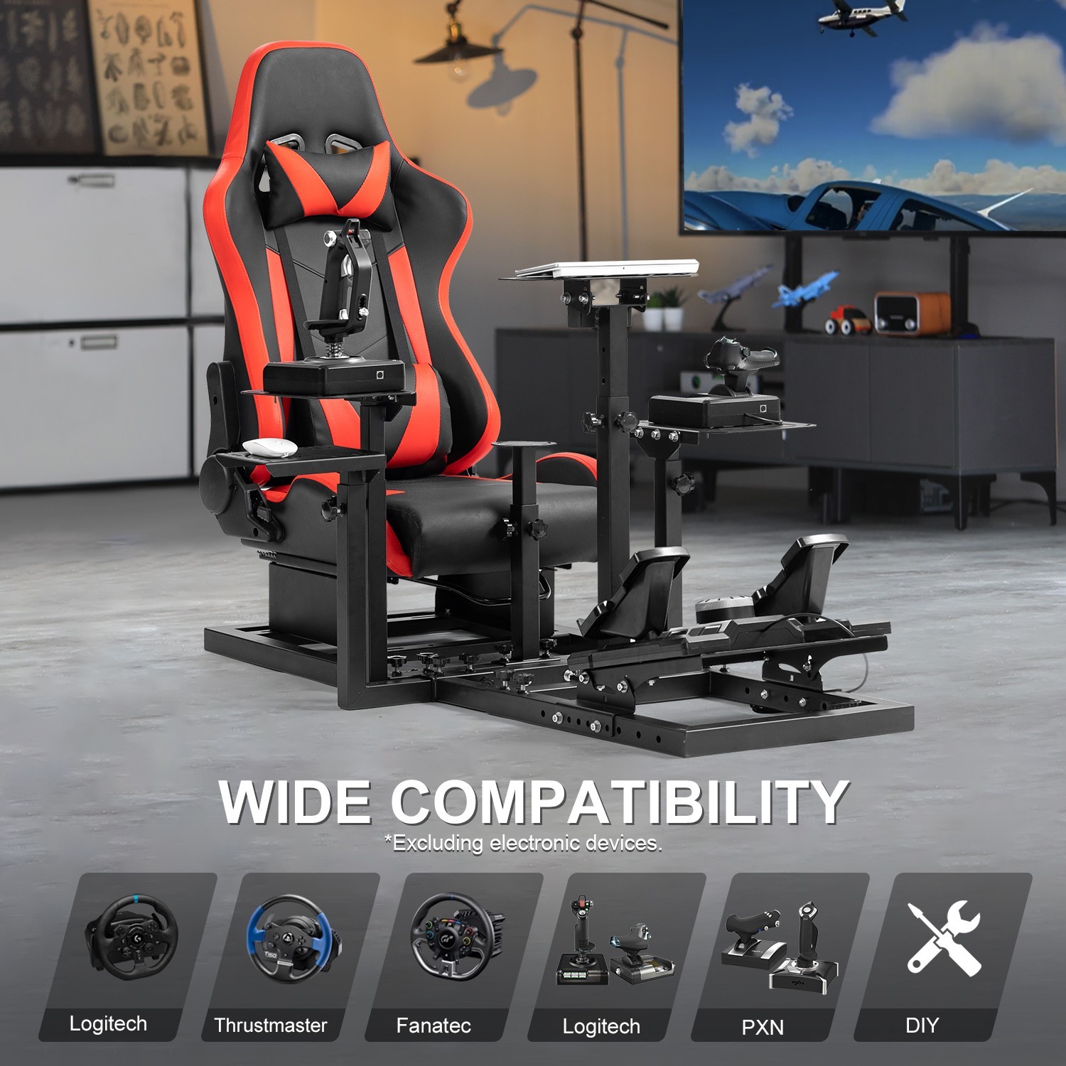 Marada Modular Flight and Racing Simulator Cockpit Fits Logitech Fanatec CSL-DD