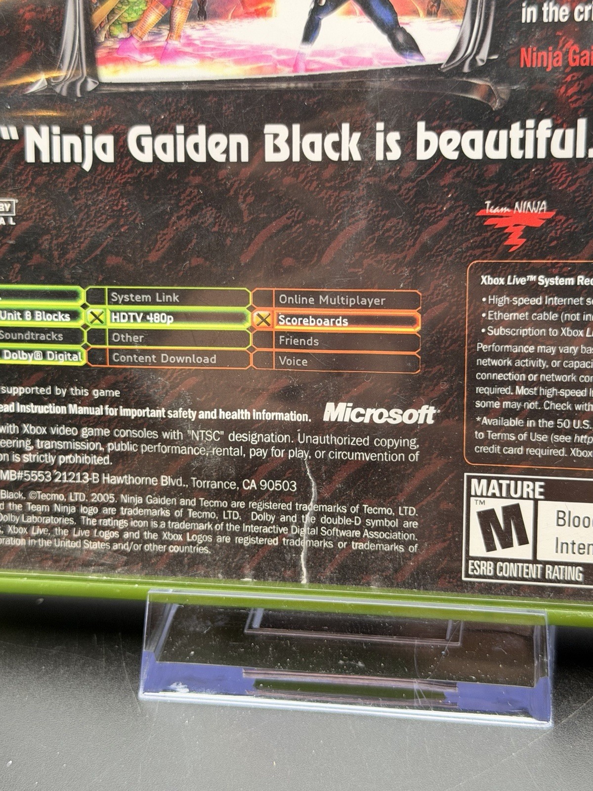 Ninja Gaiden Black Microsoft Xbox NO MANUAL Team Ninja Tecmo-TESTED