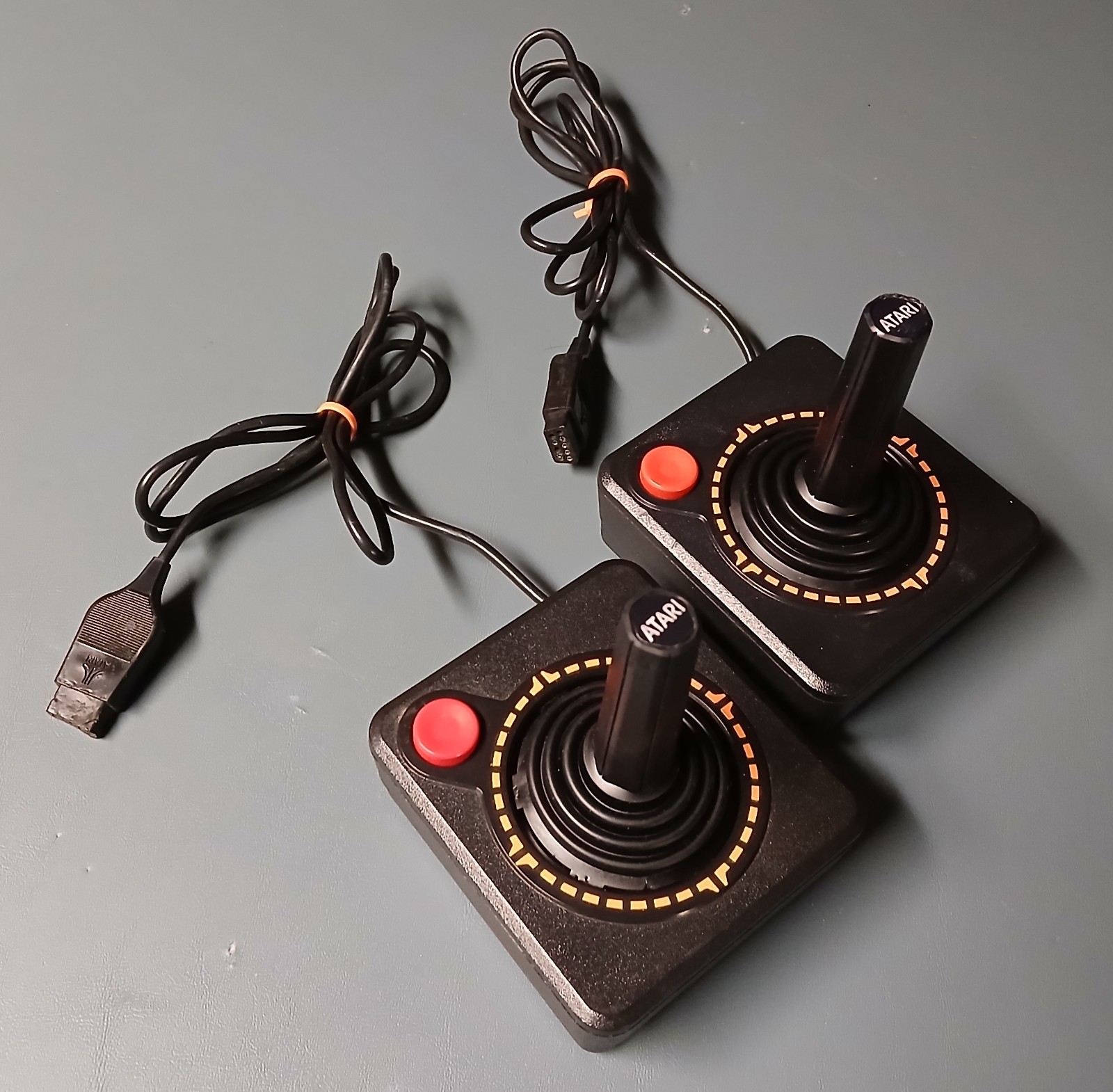 One Pair (2) Atari 2600 1977 Heavy Sixer CX-10 Joysticks with Hex Discs READ!