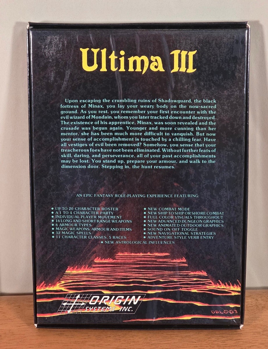 Ultima III Exodus Apple Big Box Game 5.25″ Complete CIB Cloth Map 1983 Glossy