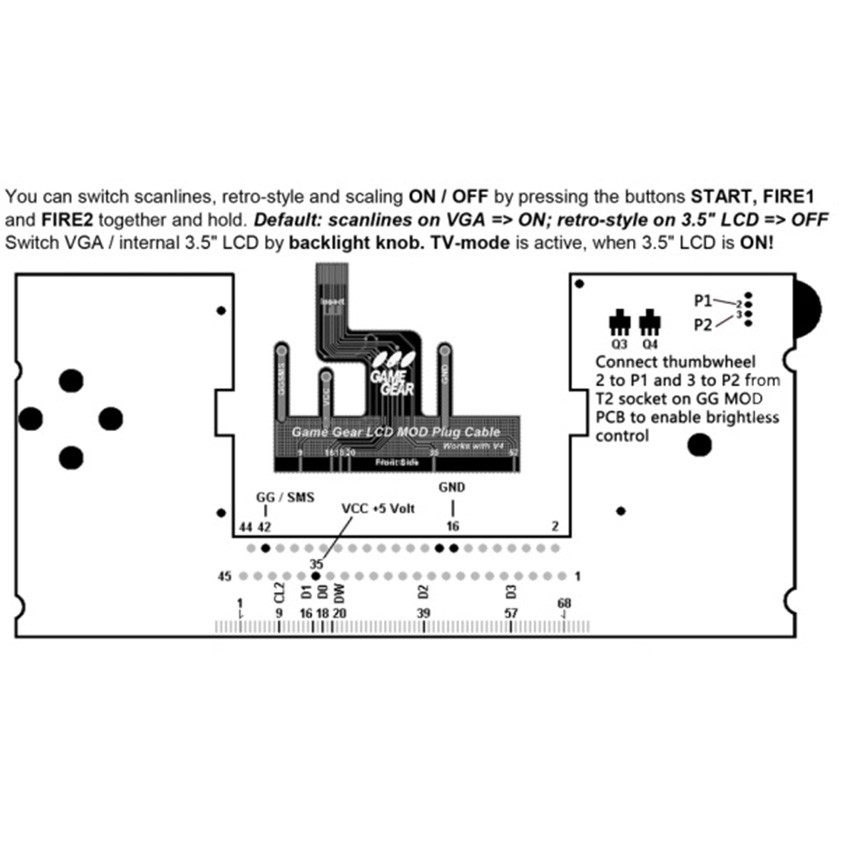 LCD Highlight Screen Kit V4.2 Low Power for 2024 SEGA Game Gear GG #US