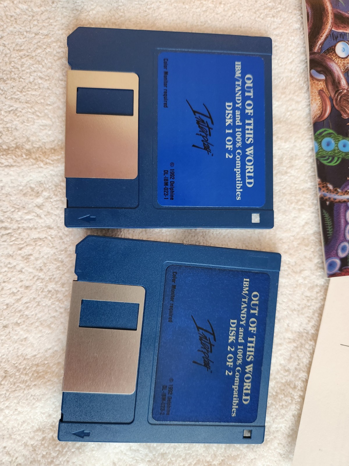 Interplay Out of This World PC 3.5″ Floppy Disk Set (1991) w/ Manual