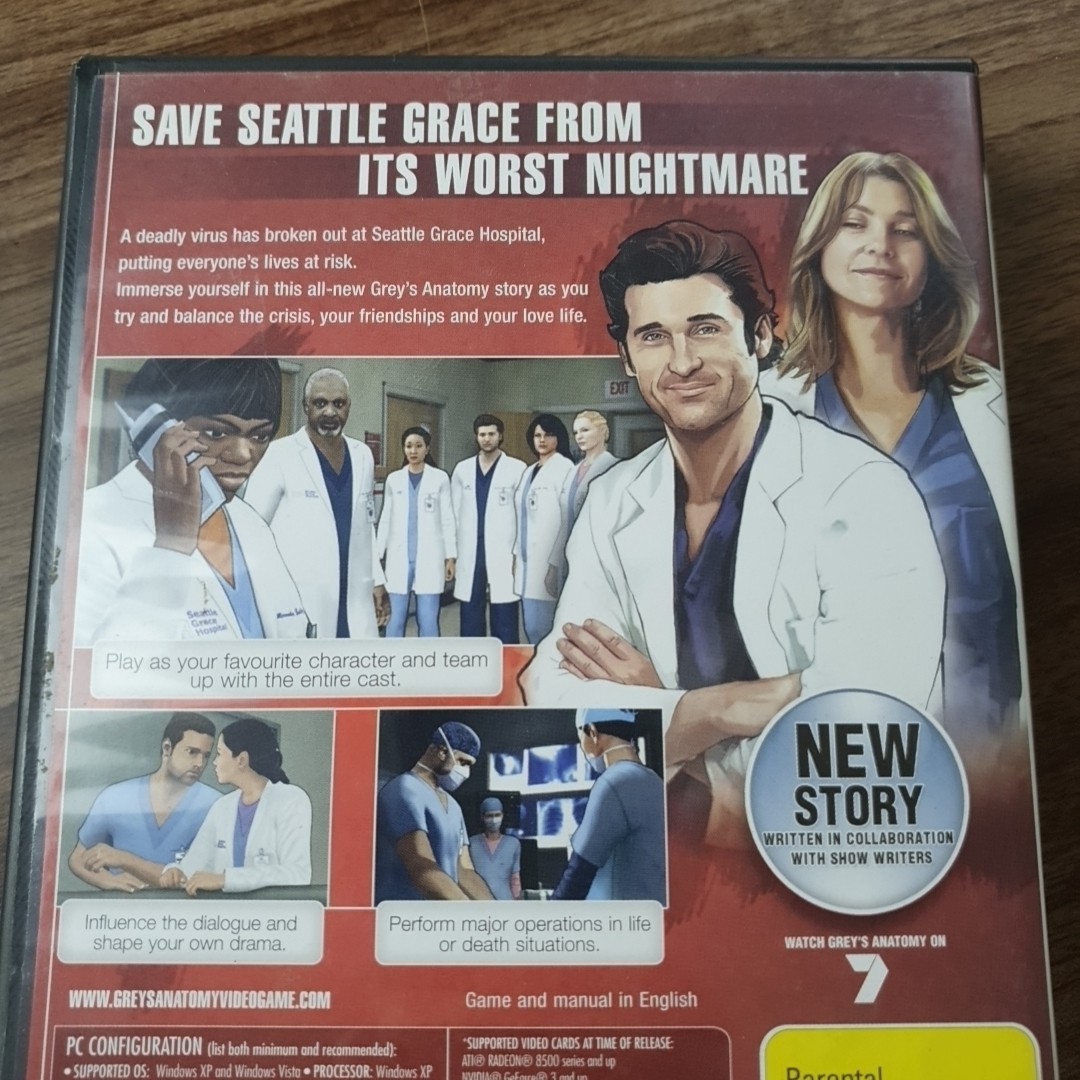 Grey’s Anatomy Pc Game TV Show PC GAME Medical Game *Very Rare*