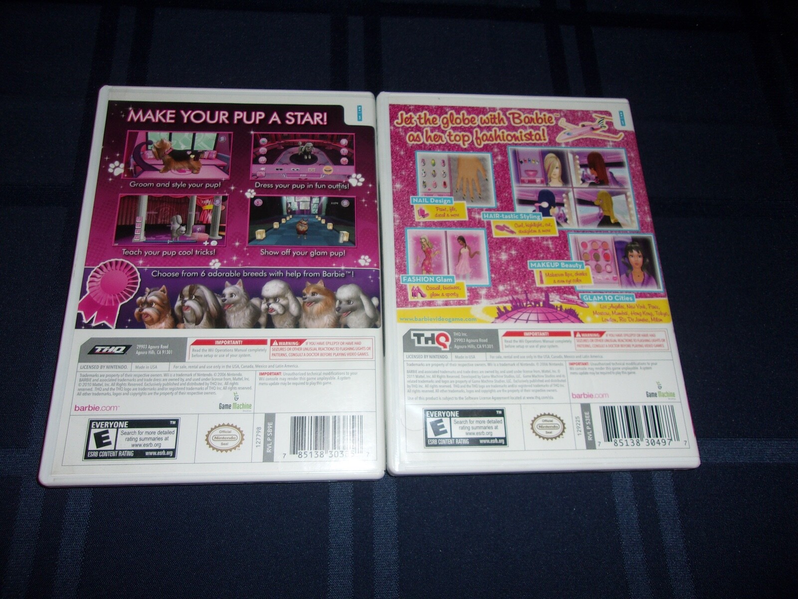 barbie jet set style groom glam pups (Nintendo Wii, 2011) LOT 2 COMPLETE